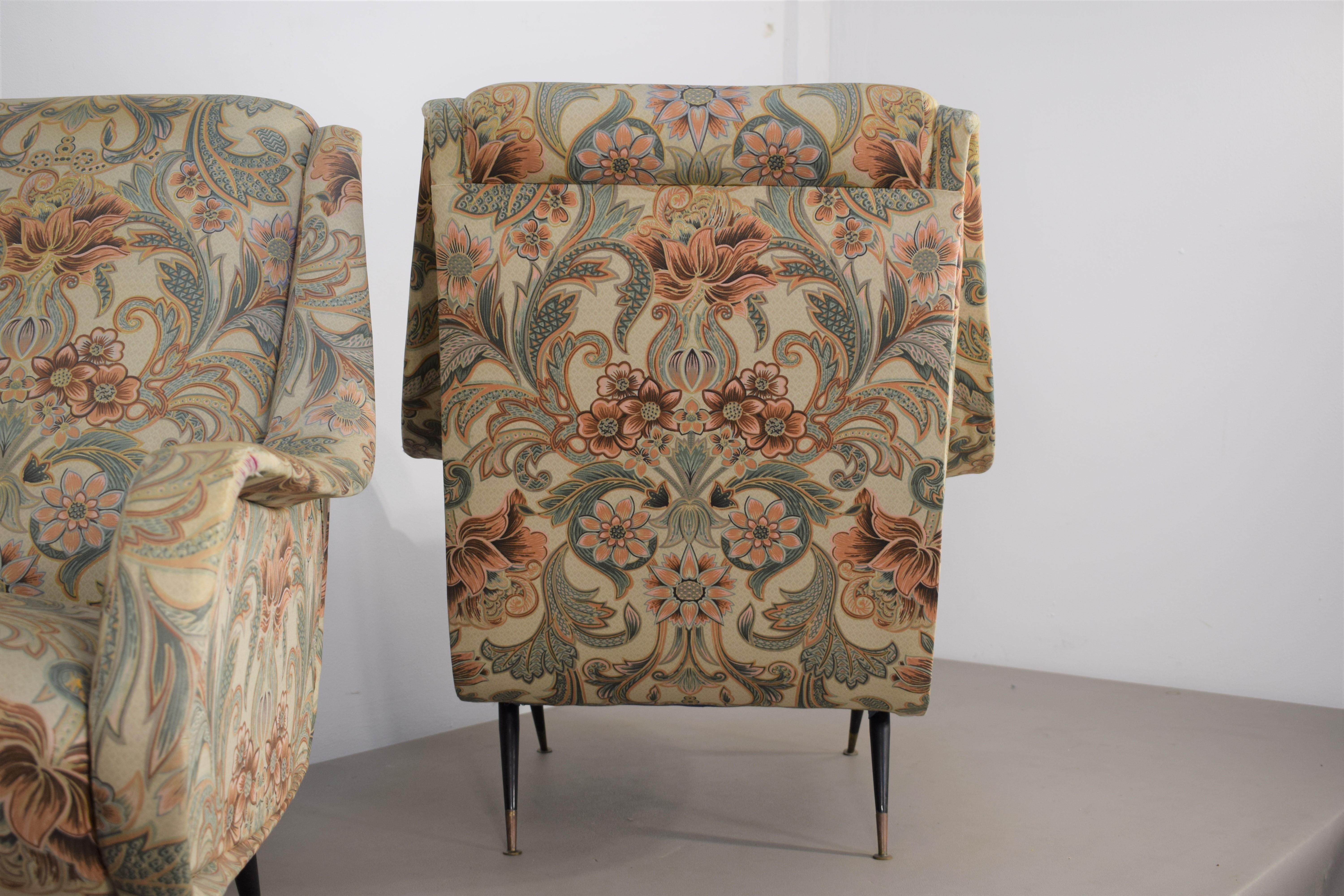 Metal Pair of Italian Armchairs by Aldo Morbelli for Isa, 1950s For Sale