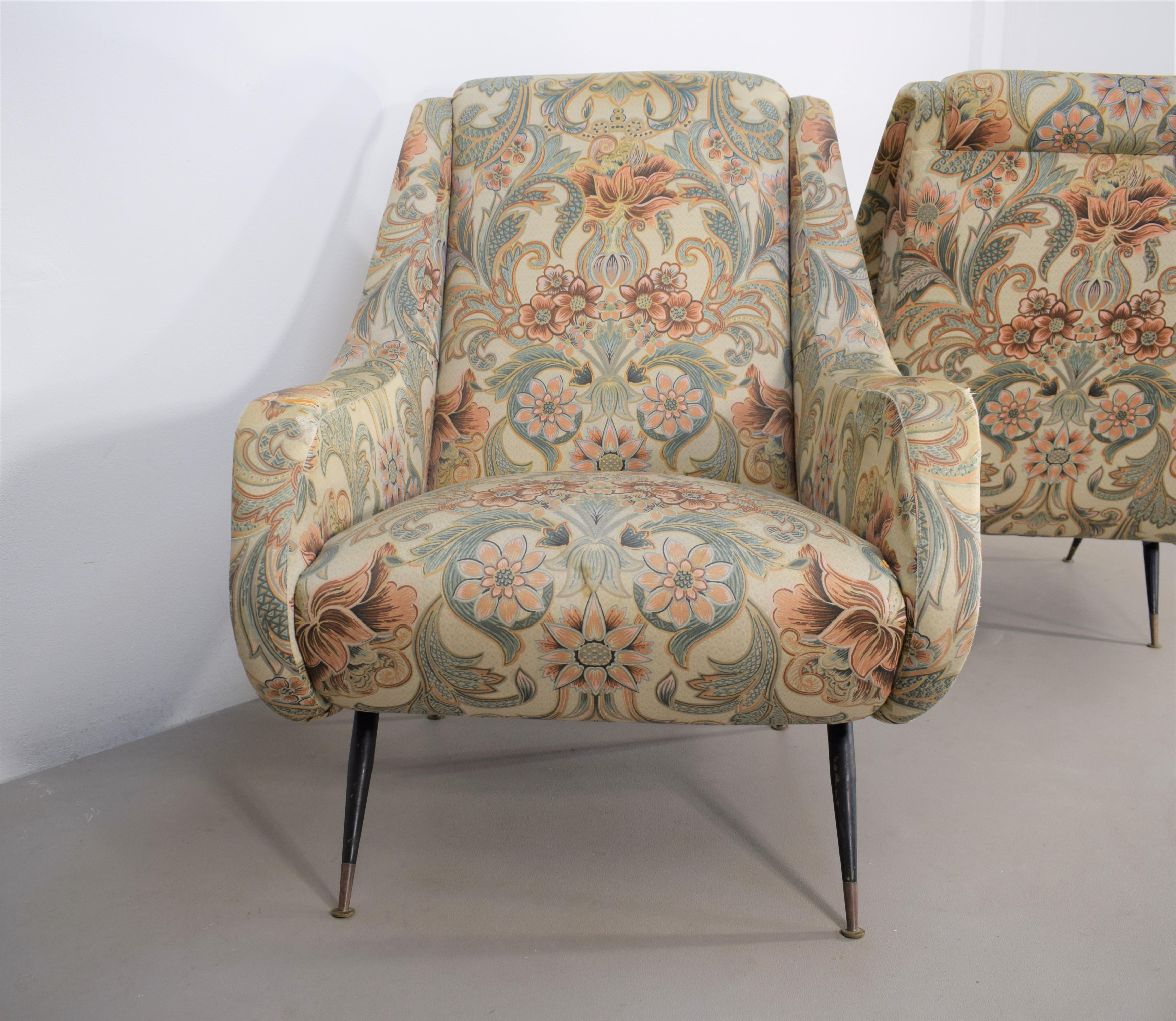 Pair of Italian Armchairs by Aldo Morbelli for Isa, 1950s For Sale 1