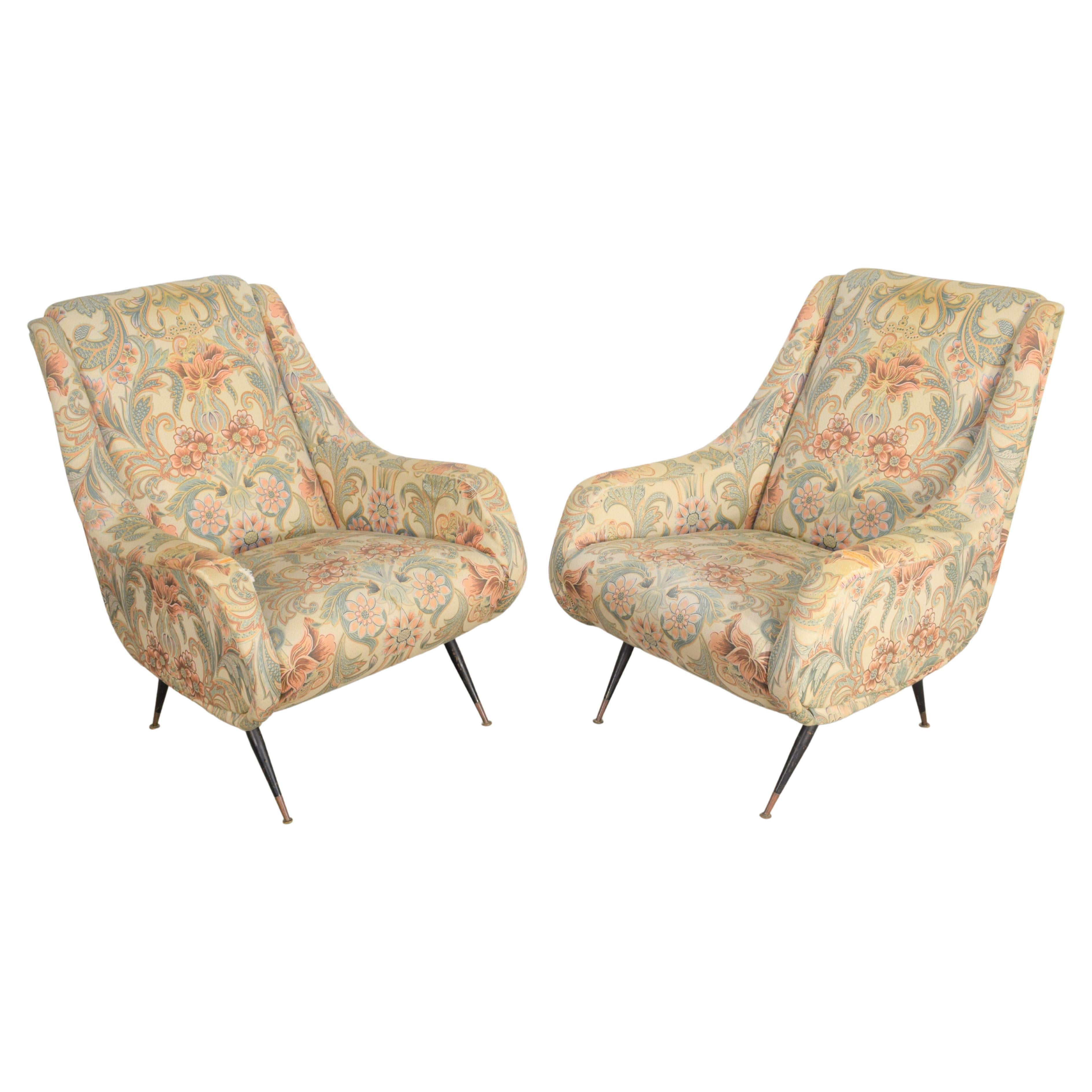 Pair of Italian Armchairs by Aldo Morbelli for Isa, 1950s