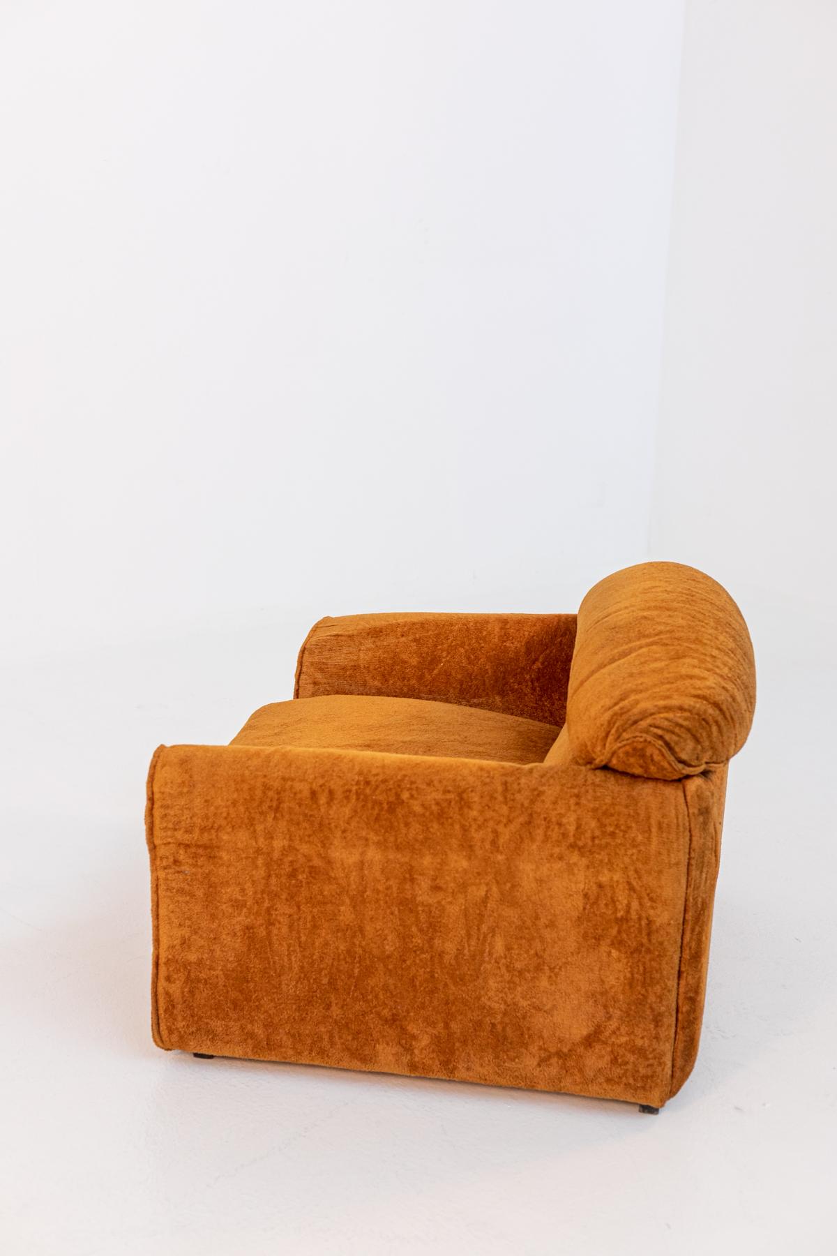 Pair of Italian Armchairs by D'urbino, De Pas and Lomazzi in Orange Velvet 4