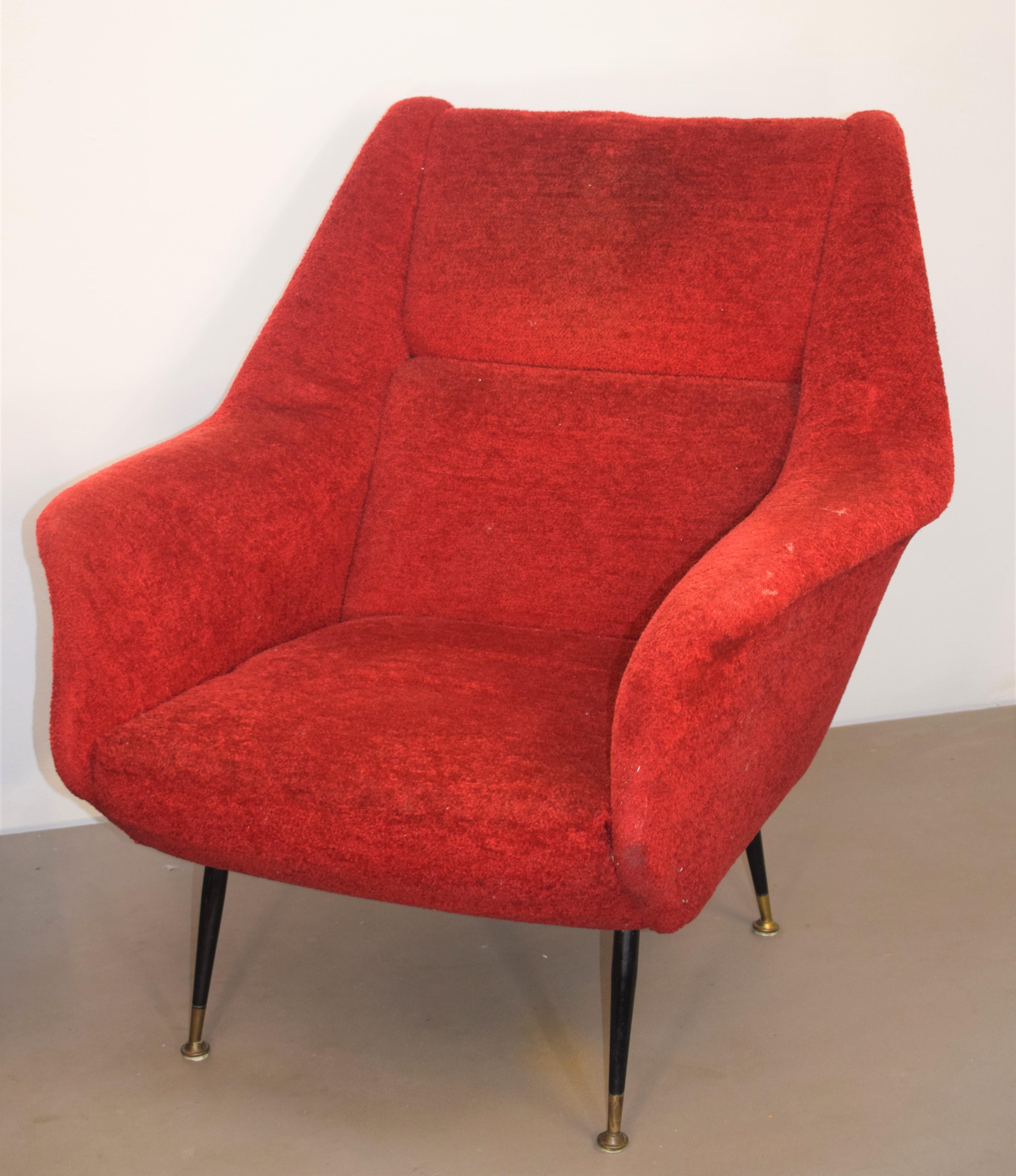Mid-Century Modern Pair of Italian armchairs by Gigi Radice, 1960s