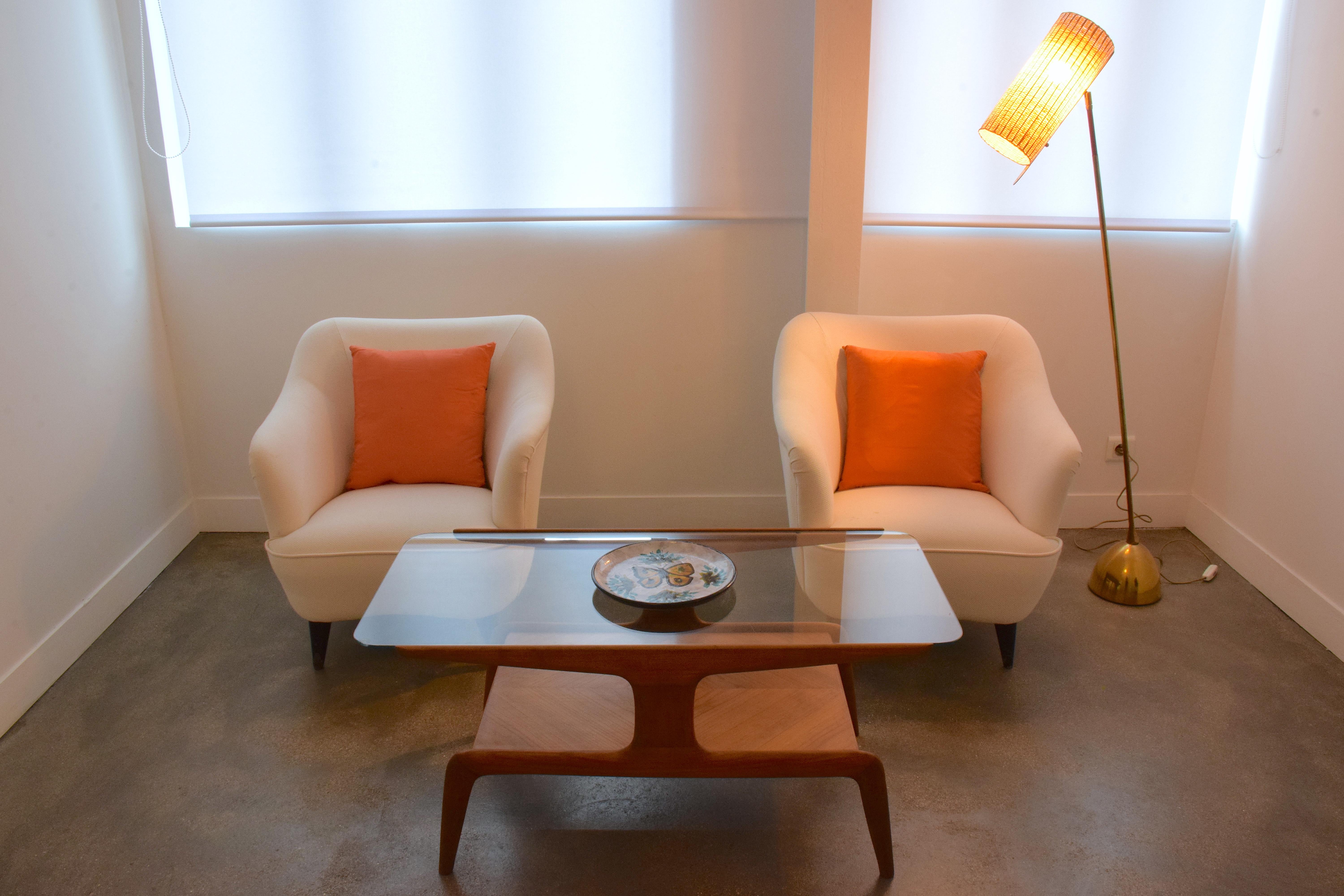 Mid-Century Modern Pair of Italian Armchairs by Gio Ponti for Casa e Giardino, 1930s For Sale