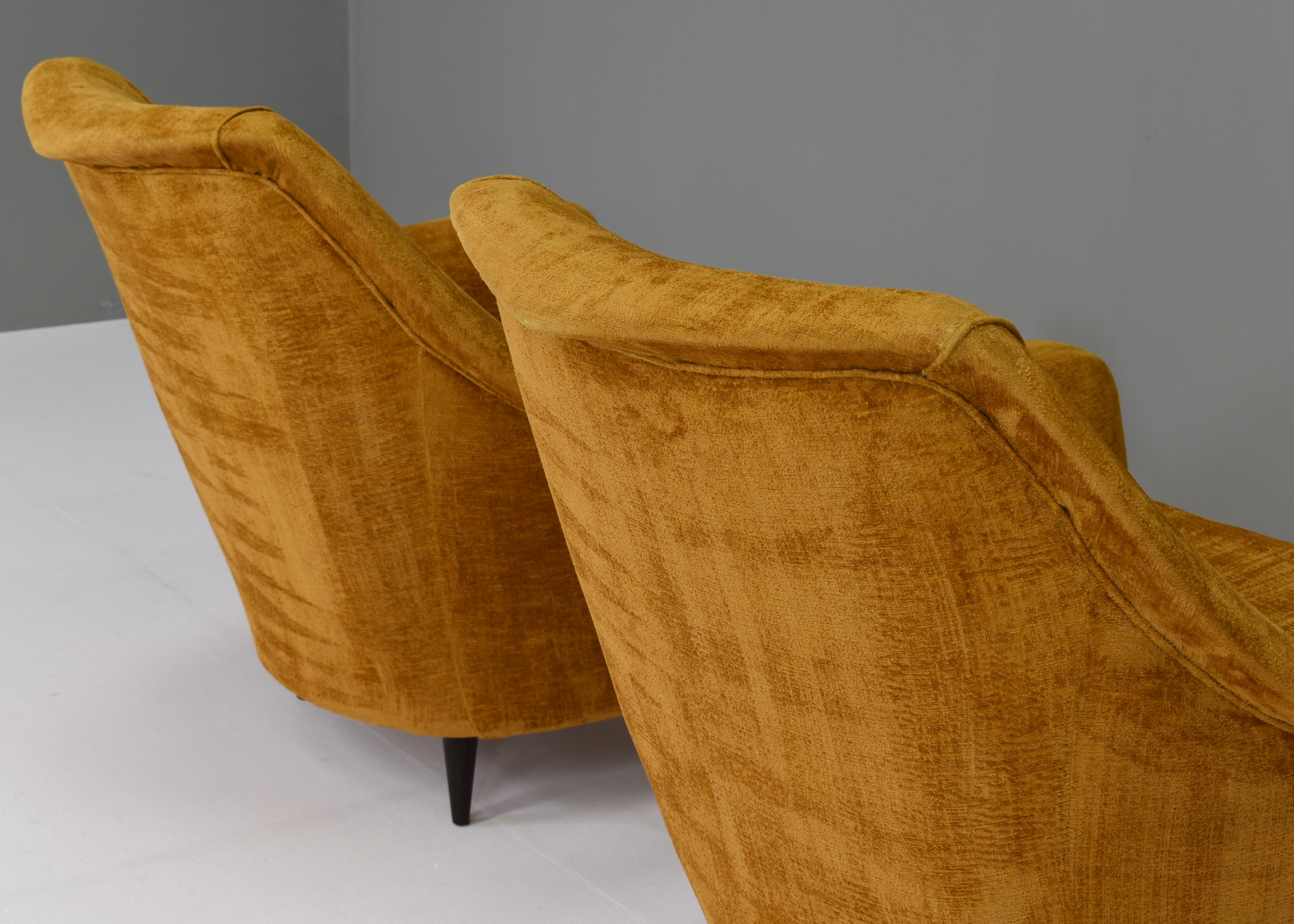 Paar italienische Sessel im Stil von Ico Parisi, Italien, um 950 im Angebot 10