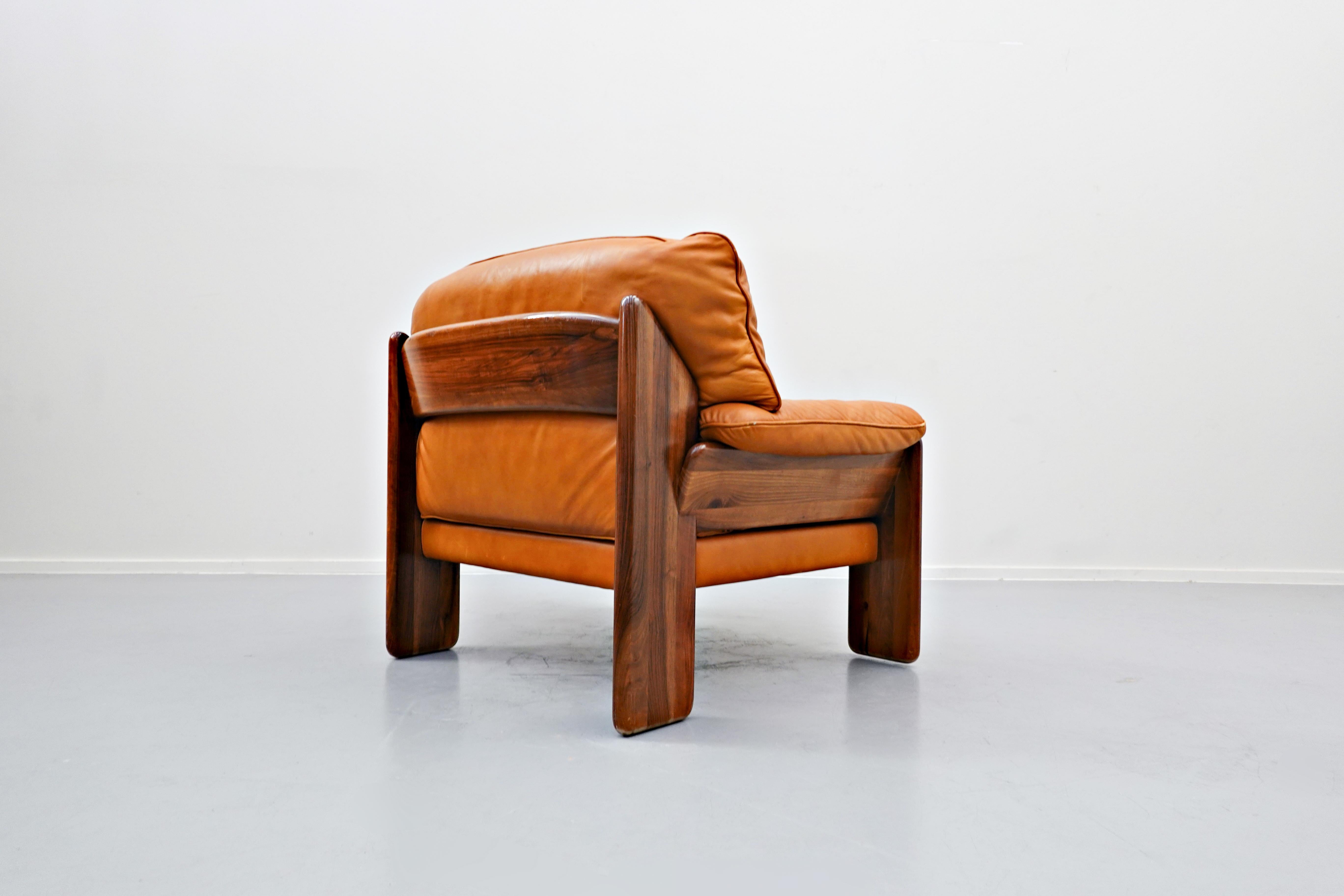 Wood Pair of Italian Armchairs by Sapporo for Mobil Girgi, 1970s