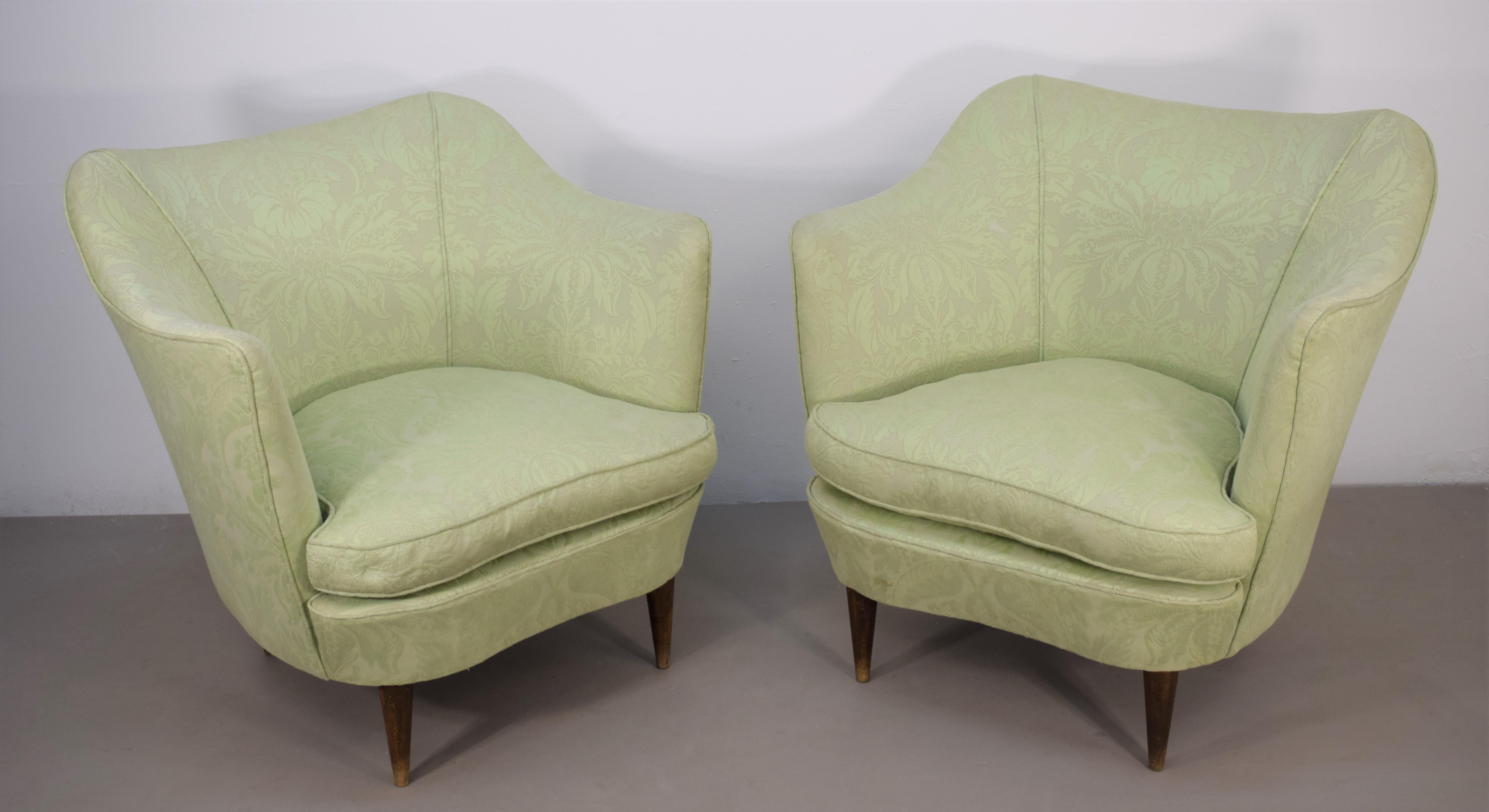 Pair of Italian armchairs, Casa & Giardino, 1950s.

Dimensions: H= 76 cm; W= 78 cm; D= 73 cm.