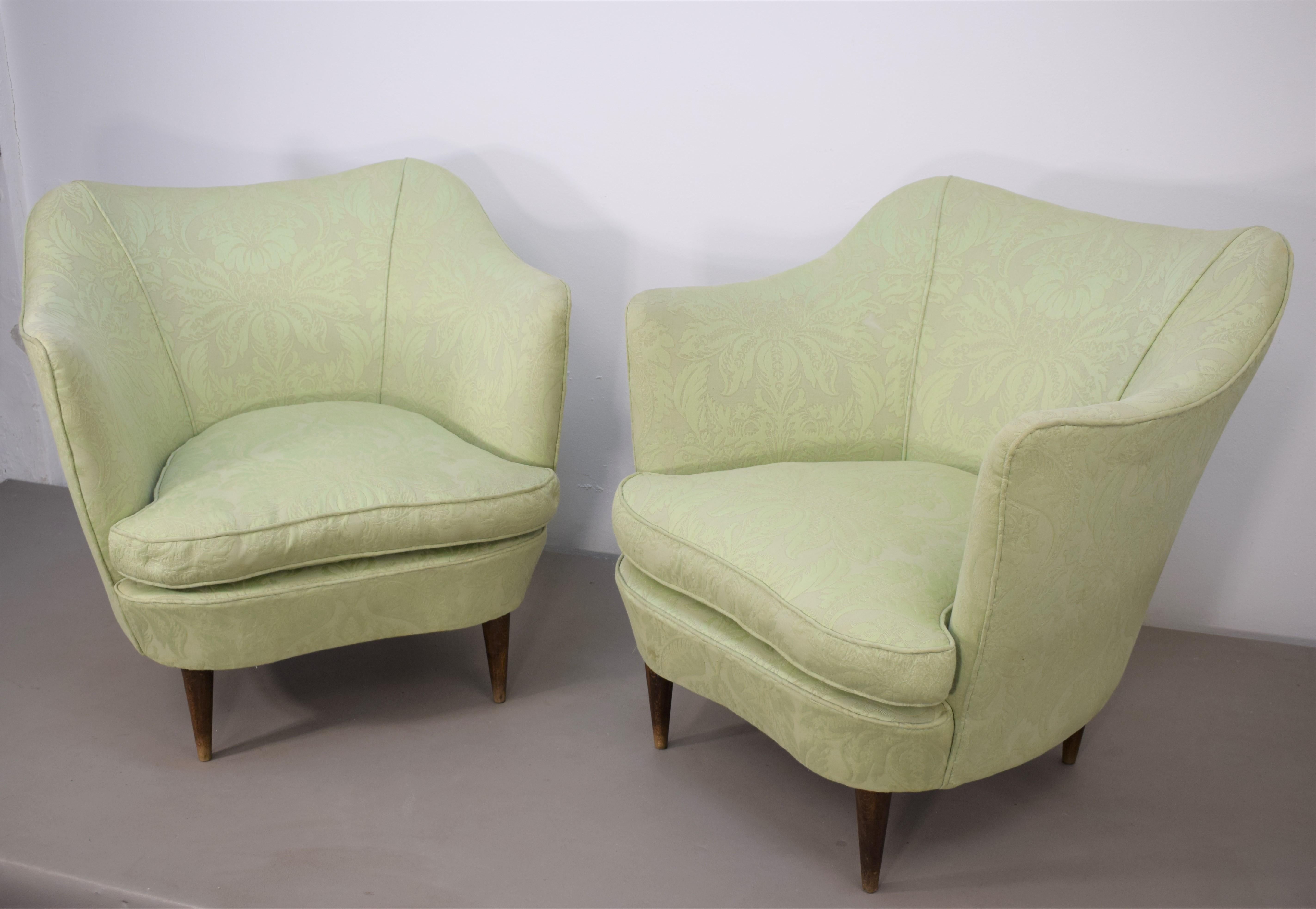 Mid-Century Modern Pair of Italian Armchairs, Casa & Giardino, 1950s For Sale