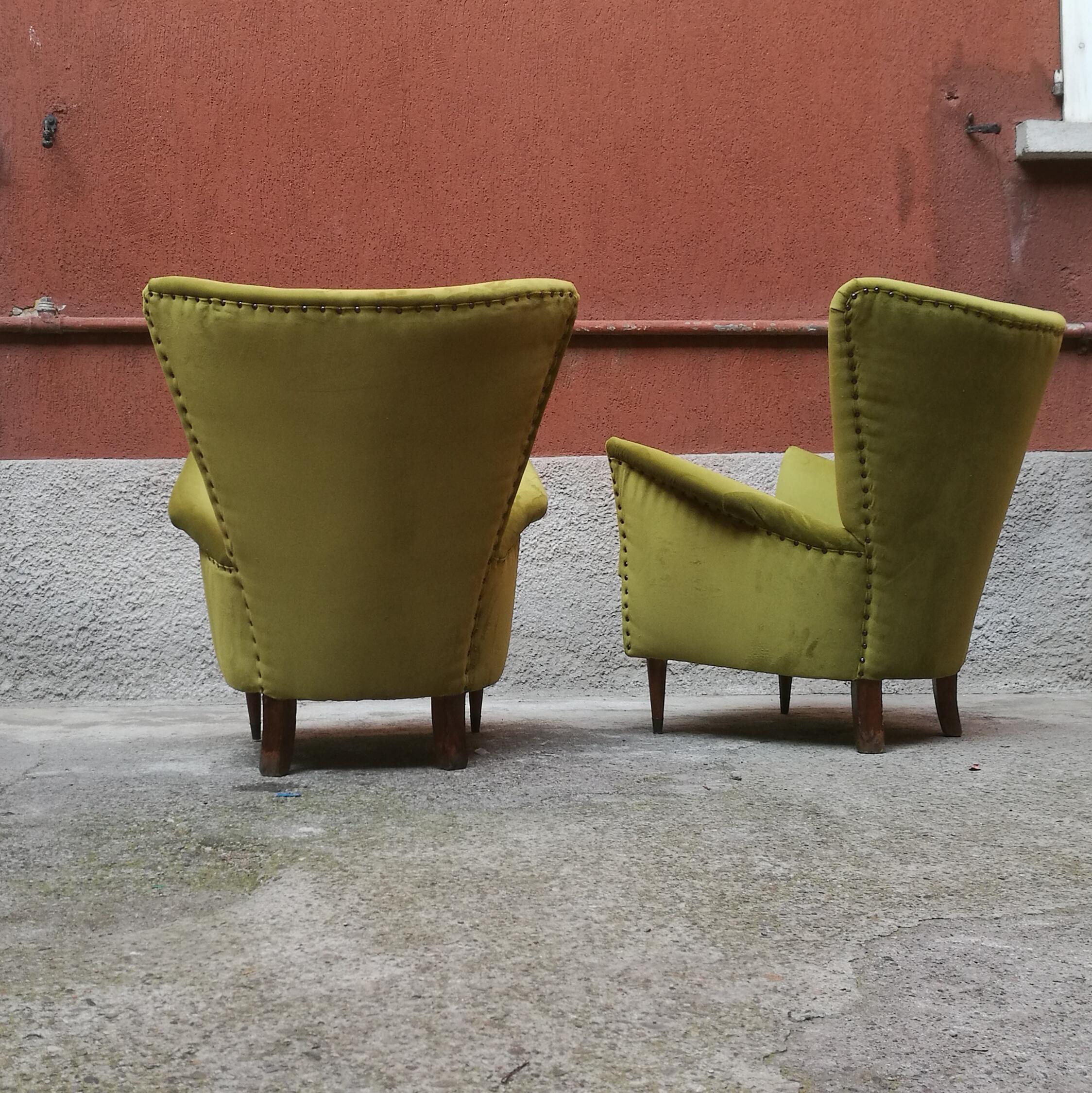 Mid-Century Modern Pair of Italian Armchairs from 1950s