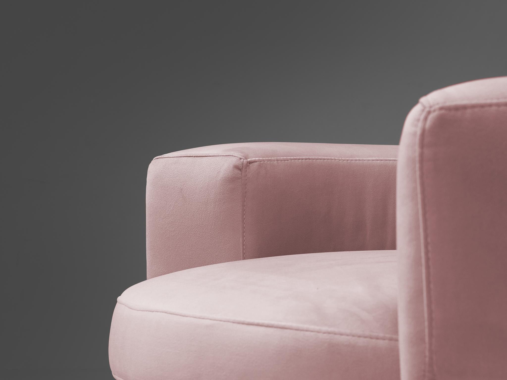 Mid-20th Century Italian Pair of Armchairs in Pink Ultra-Suede