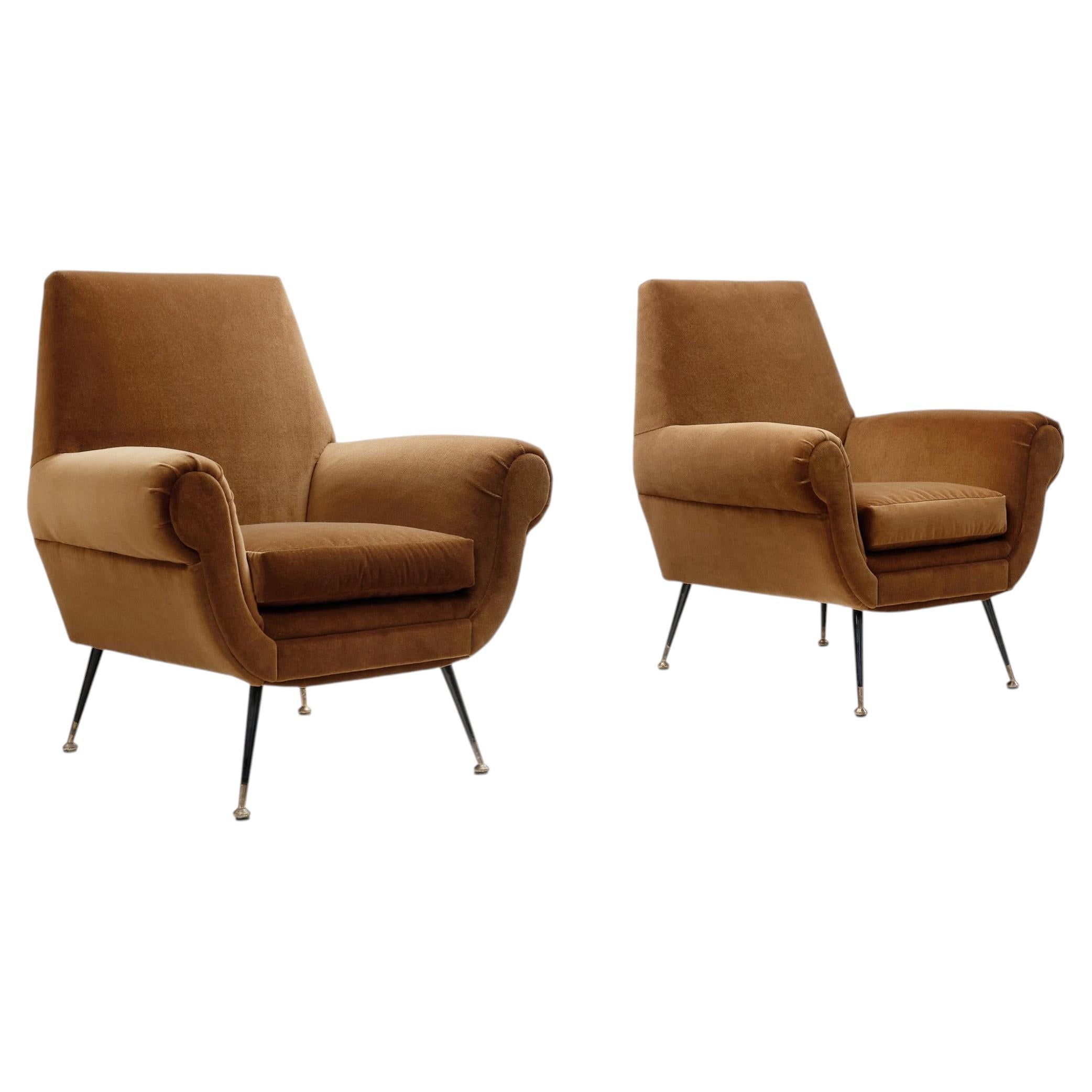Pareja de sillones italianos a la manera de Gigi Radice, Italia hacia 1960