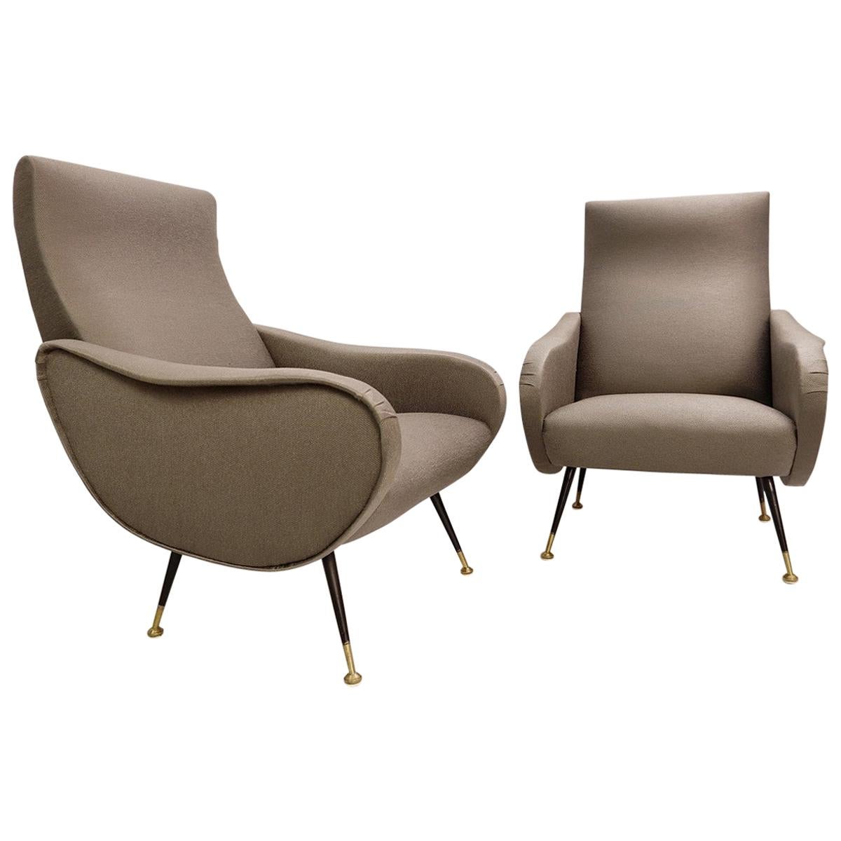Pair of Italian Armchairs in the Style of Marco Zanuso