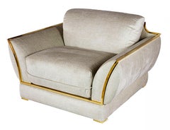 Pair of Italian Armchairs in Velour and Gilt Metal by Alberto Smania, 1970's