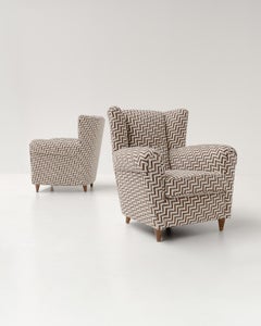 Pair of Italian Armchairs in Zigzag Upholstery, 1960s