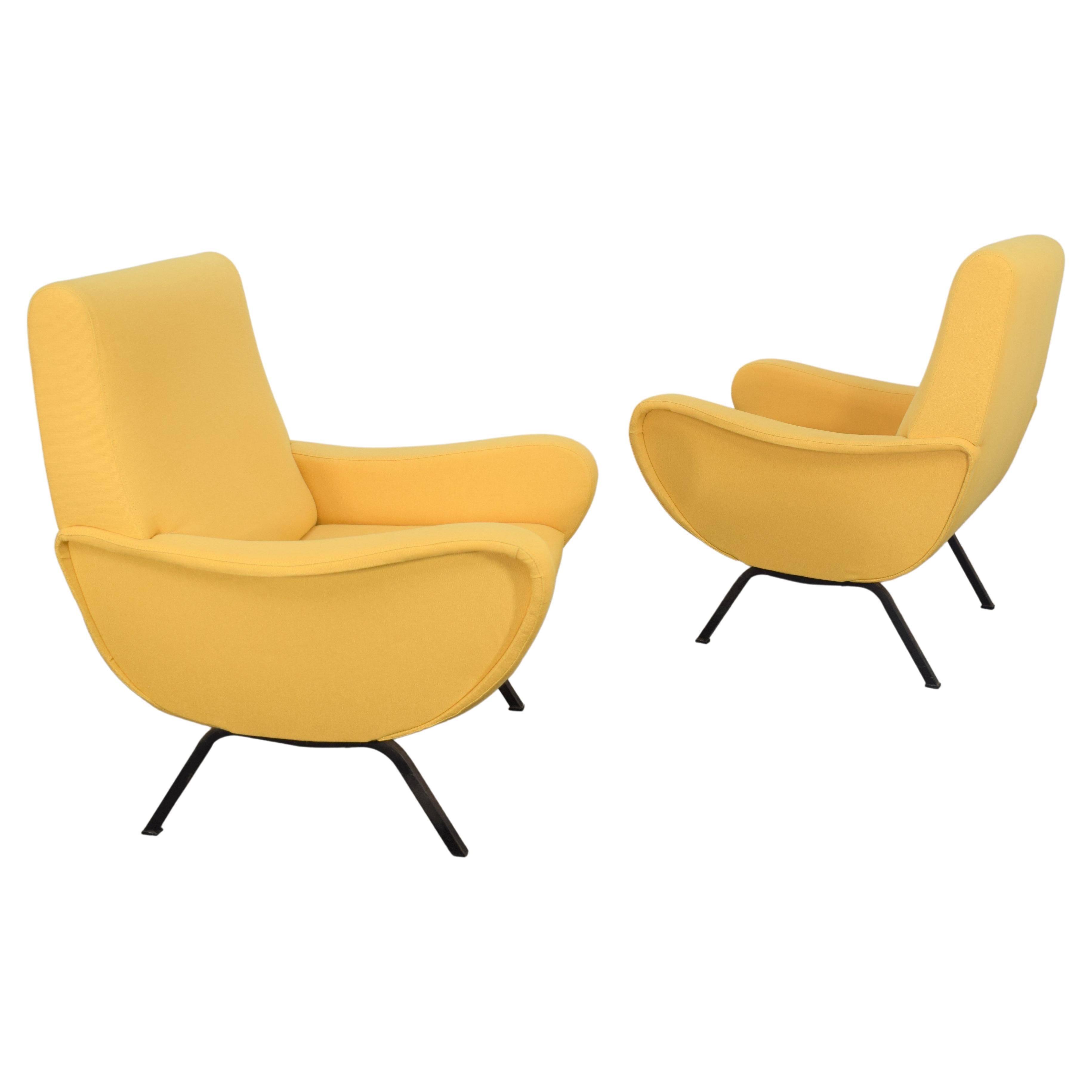 Pair of Italian Armchairs Marco Zanuso Style, 1960s For Sale