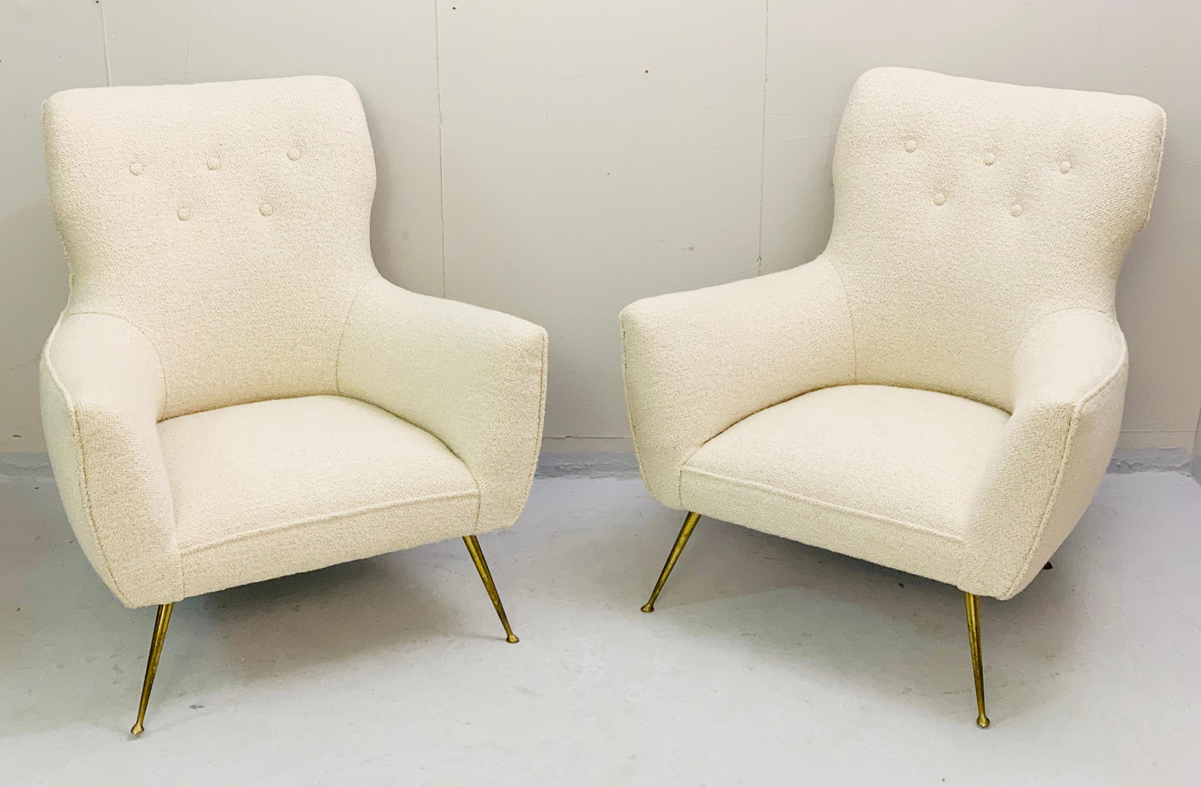 Pair of Italian armchairs - New upholstery, Italy, 1950s.