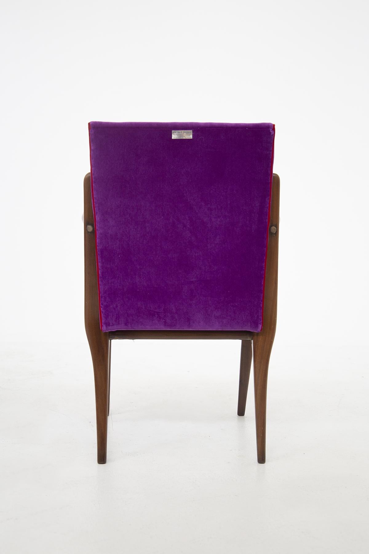 Pair of Italian Armchairs of Fratelli Consonni Production in Purple Velvet For Sale 7