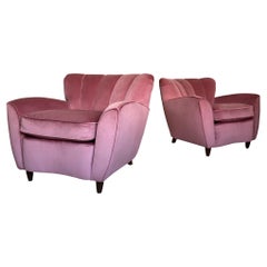 Italian Armchairs Old Rose Velvet attributable to Paolo Buffa, 1950s, Set of 2
