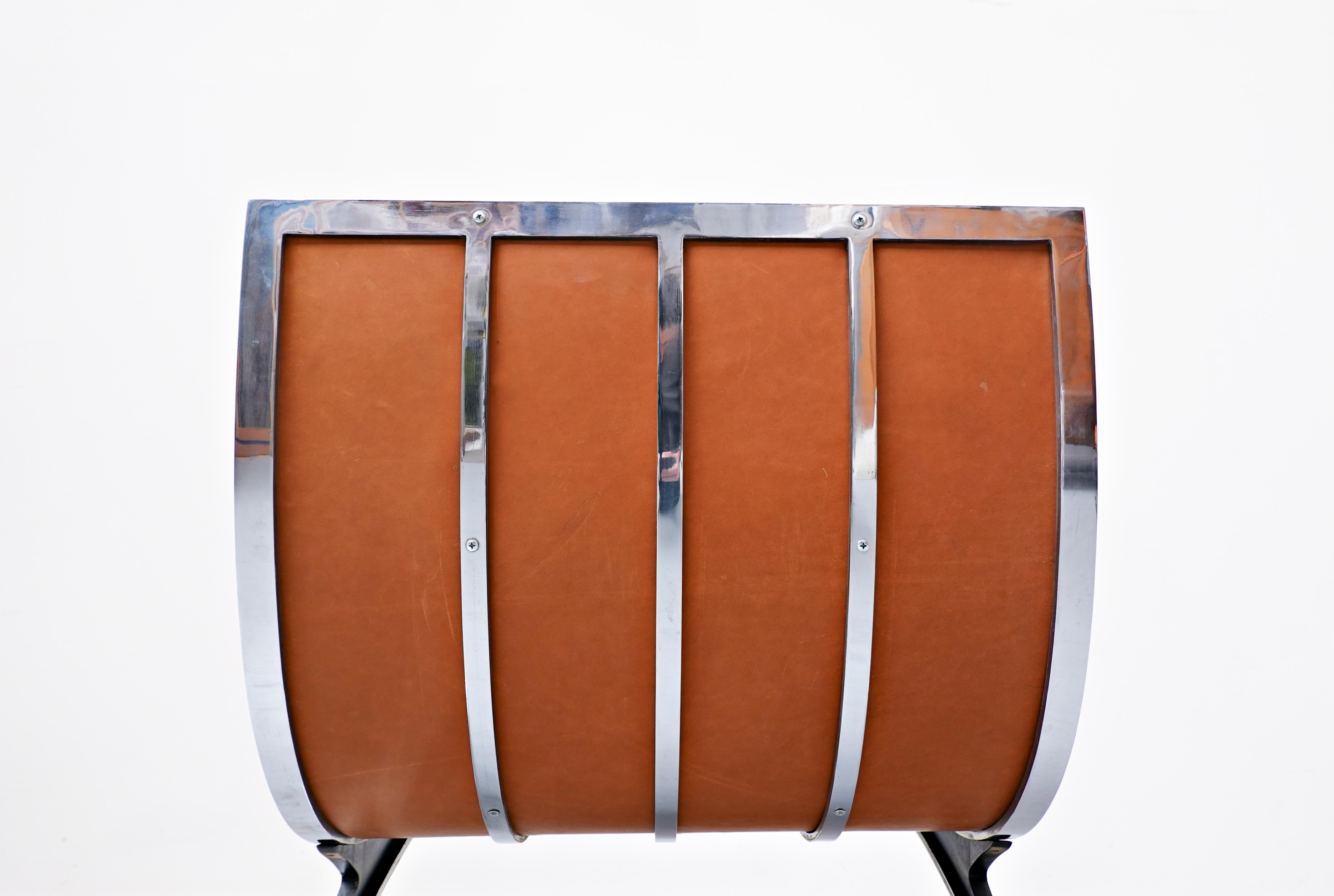 Pair of Italian Armchairs Pizzetti, Steel and Leather, 1970s 10