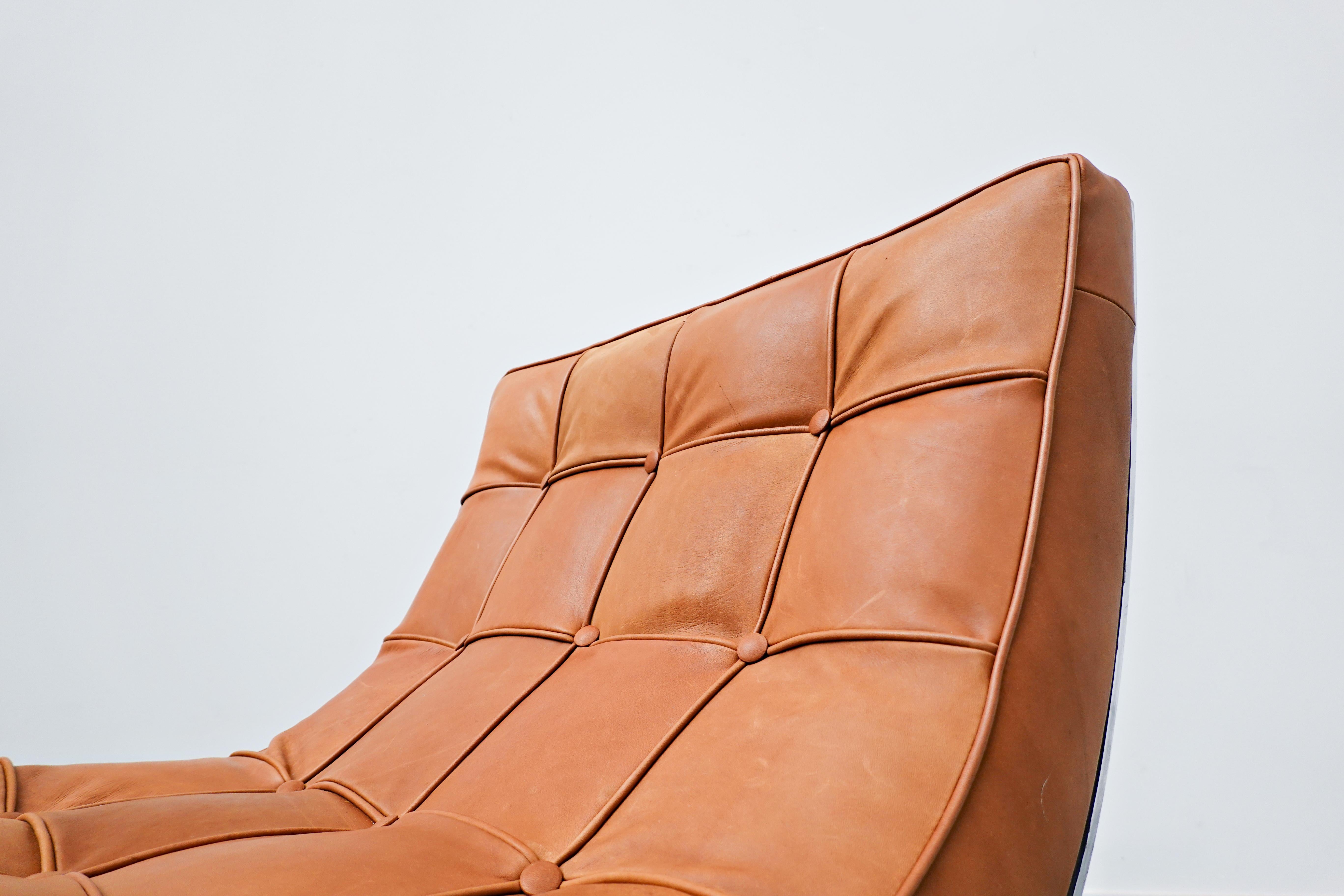 Pair of Italian Armchairs Pizzetti, Steel and Leather, 1970s 3