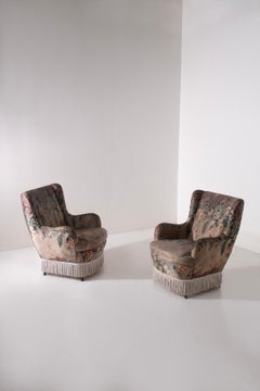 Pair of Italian armchairs signed Marelli fabrics