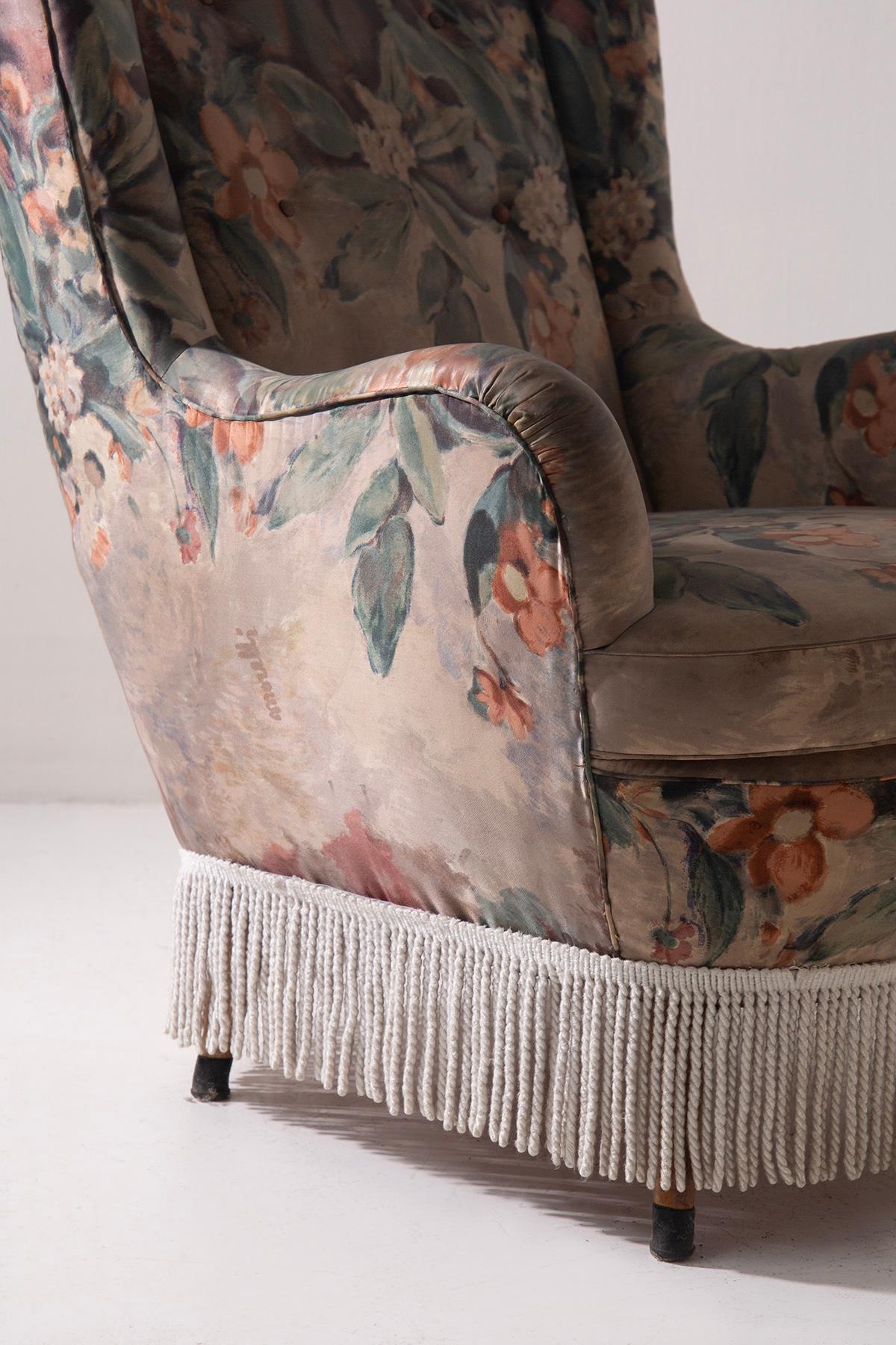 Mid-20th Century Pair of Italian armchairs signed Marelli fabrics in vendita