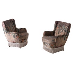 Pair of Italian armchairs signed Marelli fabrics