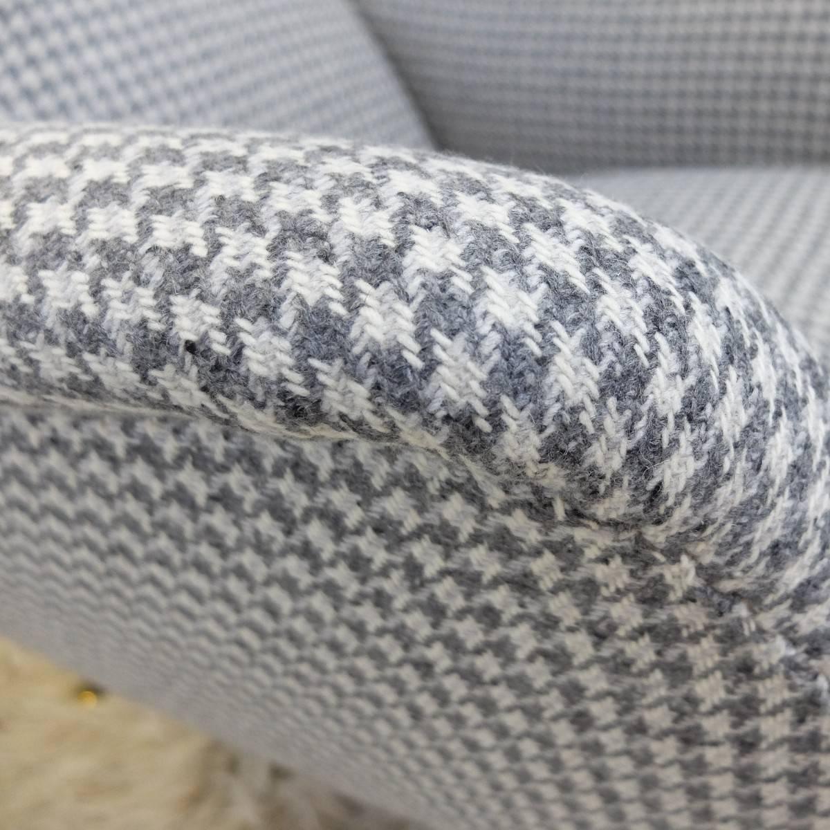 20th Century Pair of Italian Armchairs Upholstered in Wool Houndstooth