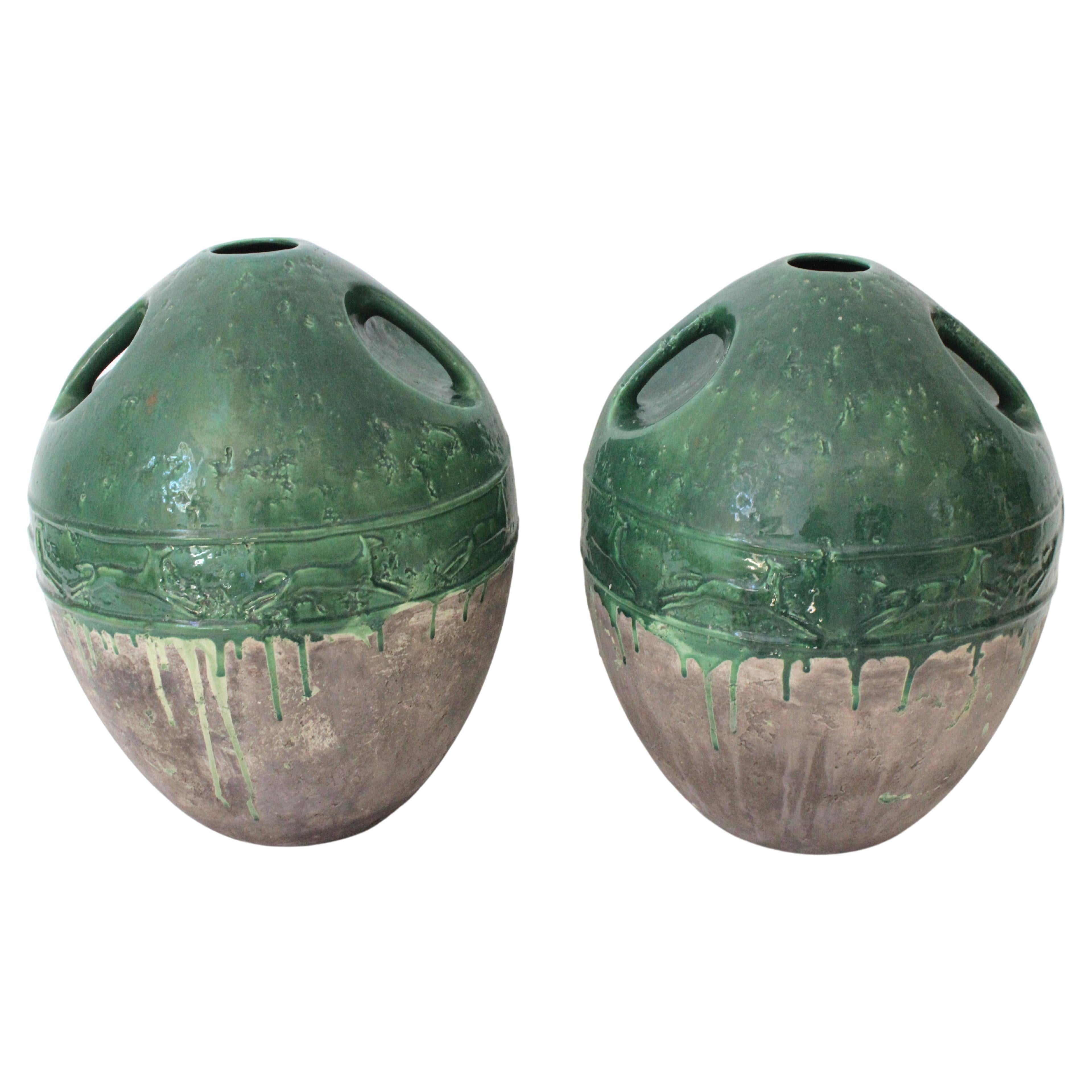 Pair of Italian Art Deco Oil Amphoras