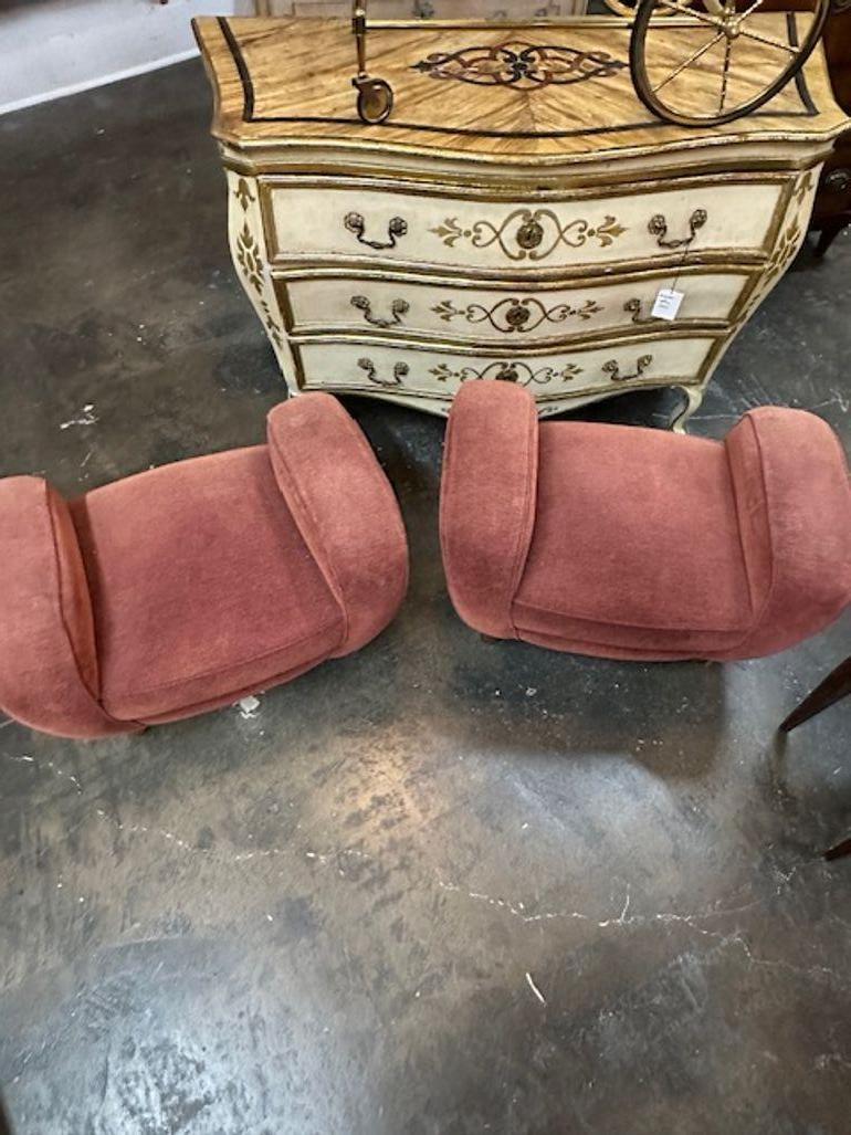 Textile Pair of Italian Art Deco Arm Benches