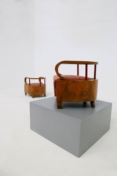 Pair of Italian Art Deco Armchairs Attributed to Giuseppe Terragni, 1920s