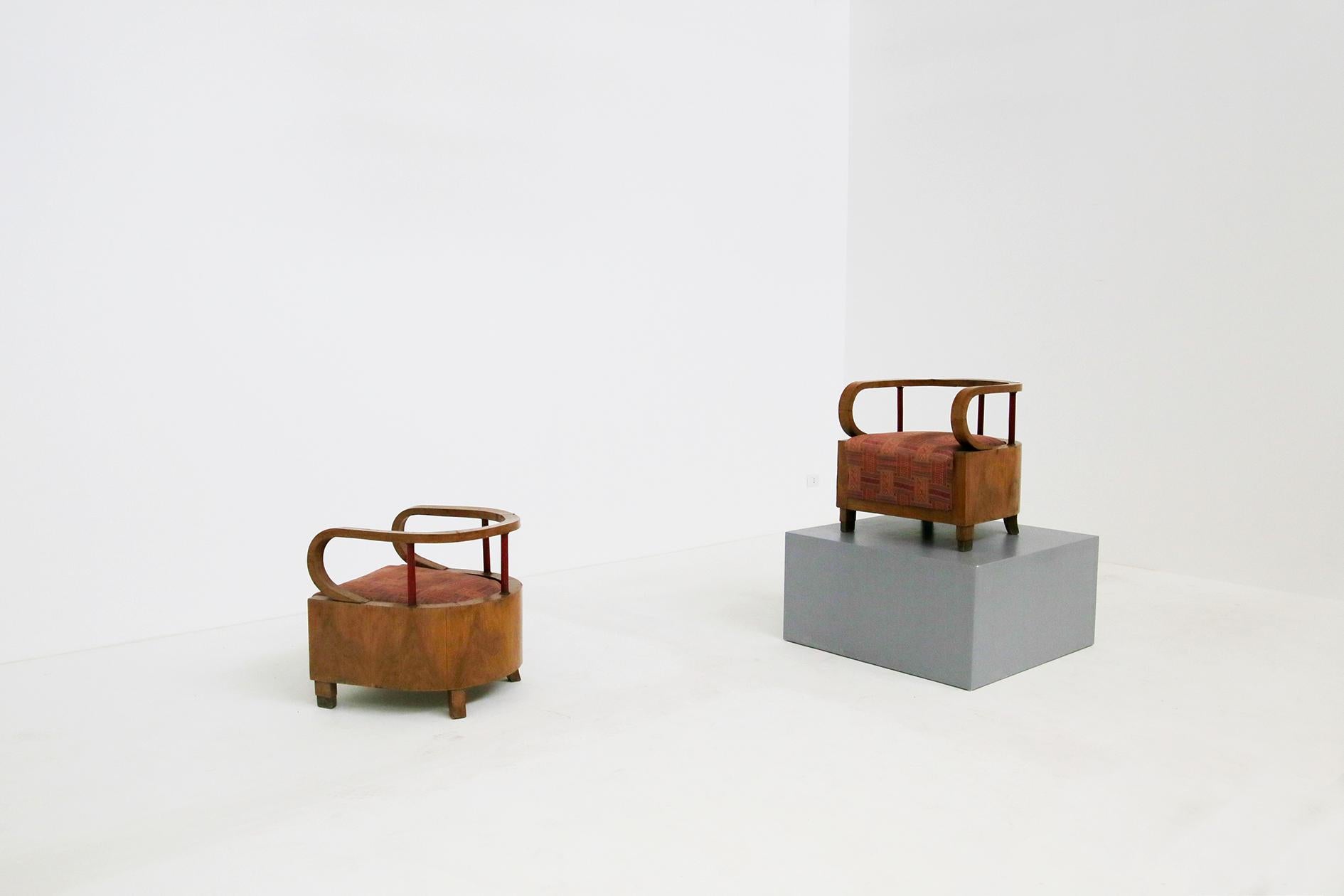 Metal Pair of Italian Art Deco Armchairs Attributed to Giuseppe Terragni, 1920s