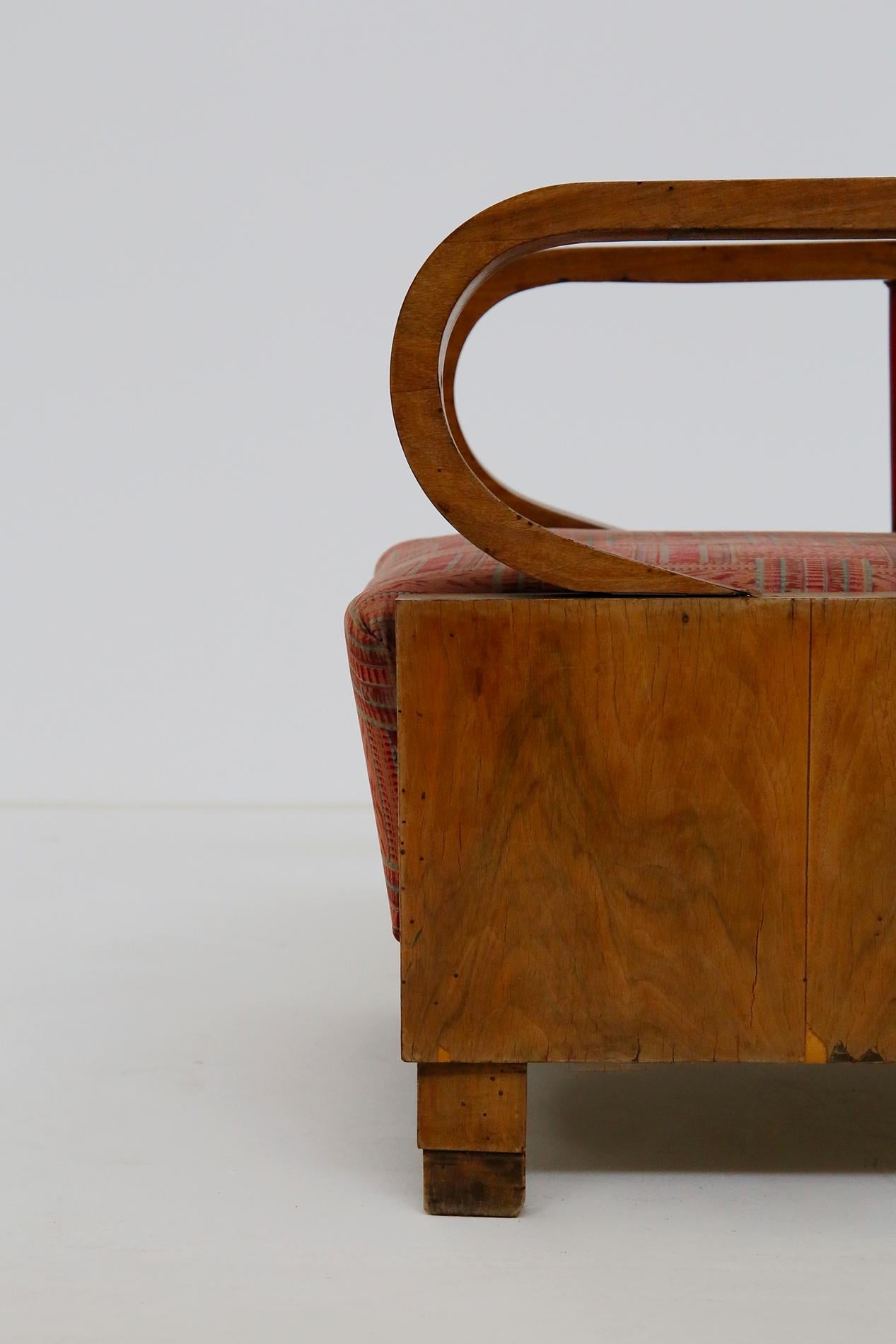 Pair of Italian Art Deco Armchairs Attributed to Giuseppe Terragni, 1920s 4
