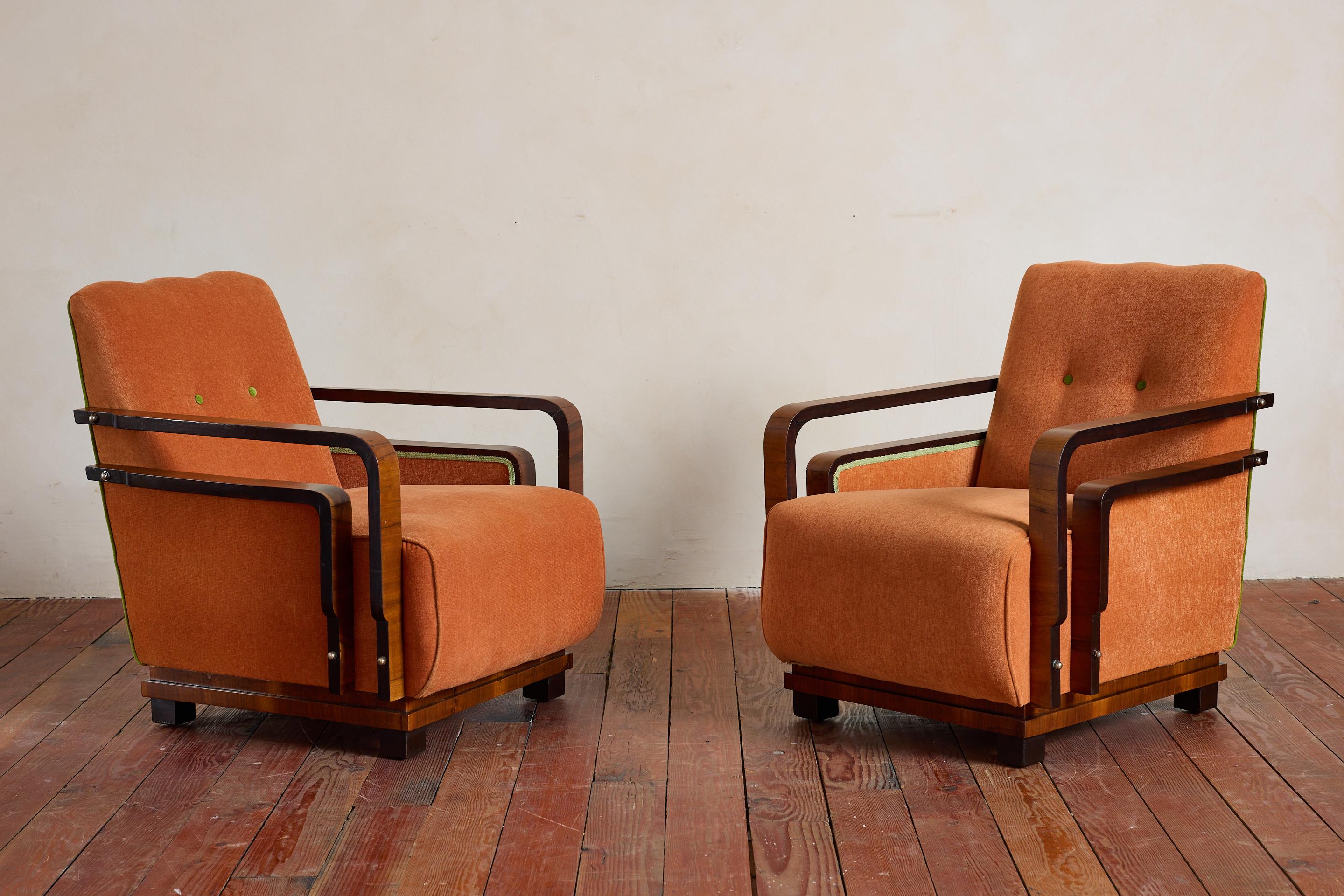 Milieu du XXe siècle Paire de fauteuils Art déco italiens en vente