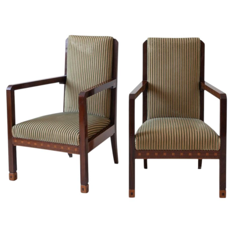 Pair of Italian Art Deco Armchairs, Italy c1930s