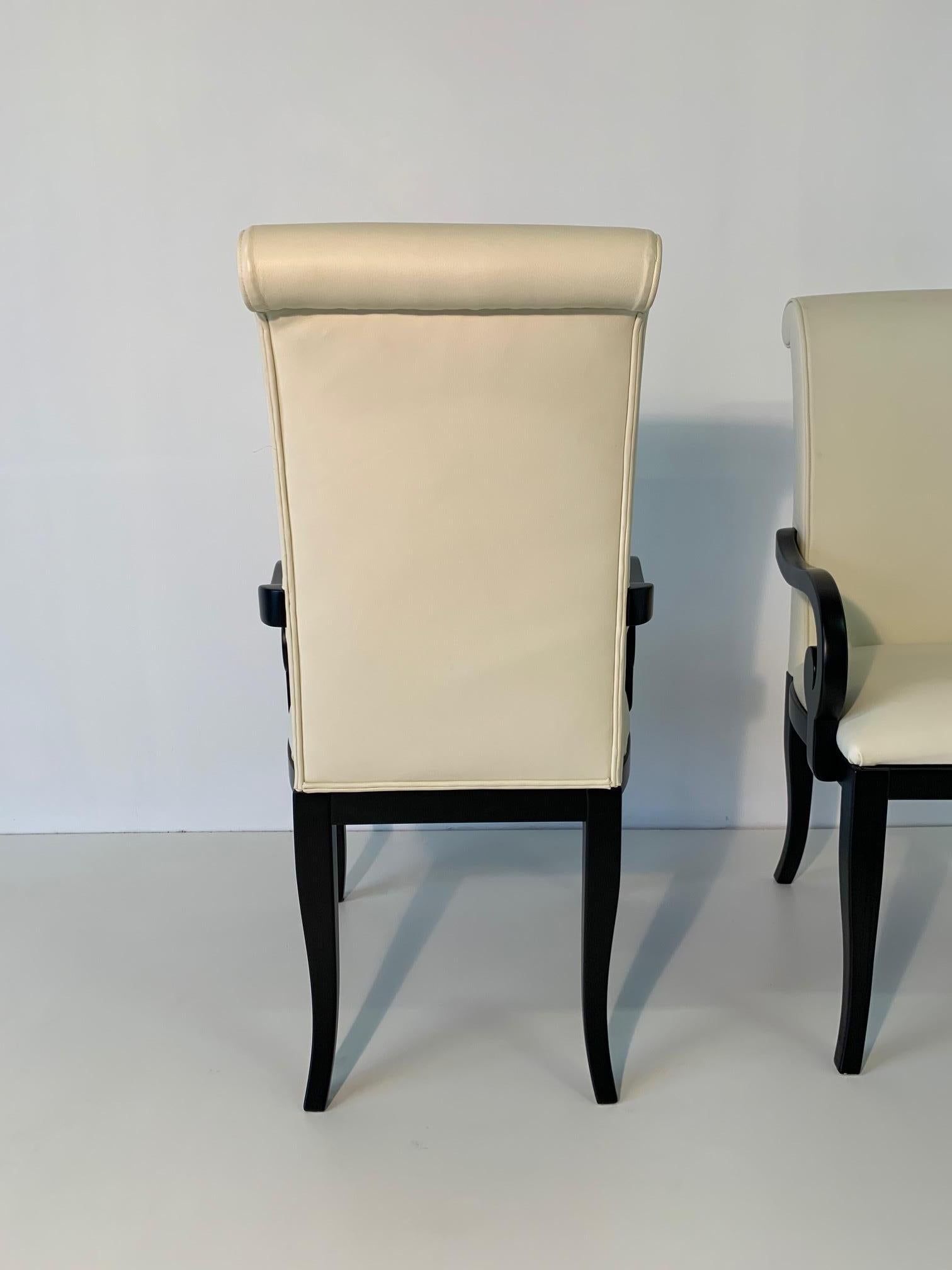 Pair of Italian Art Deco Black and White Chairs with Armrest In Good Condition In Meda, MB