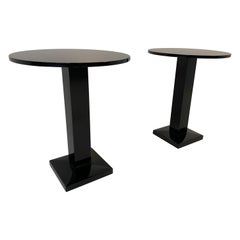 Pair of Italian Art Deco Black Lacquered Side Table