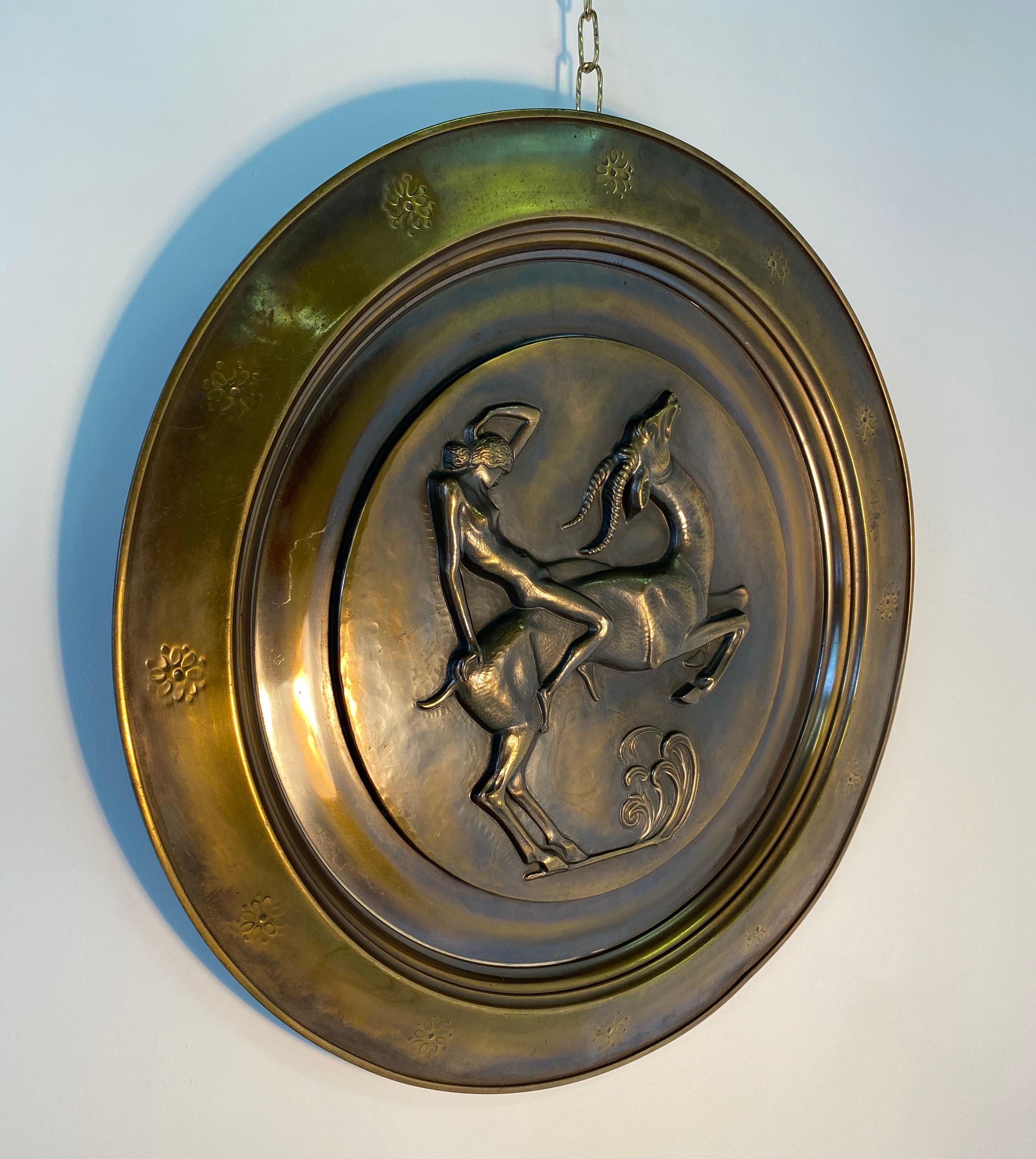 Mid-20th Century Pair of Italian Art Deco Brass Plate, 1940s For Sale