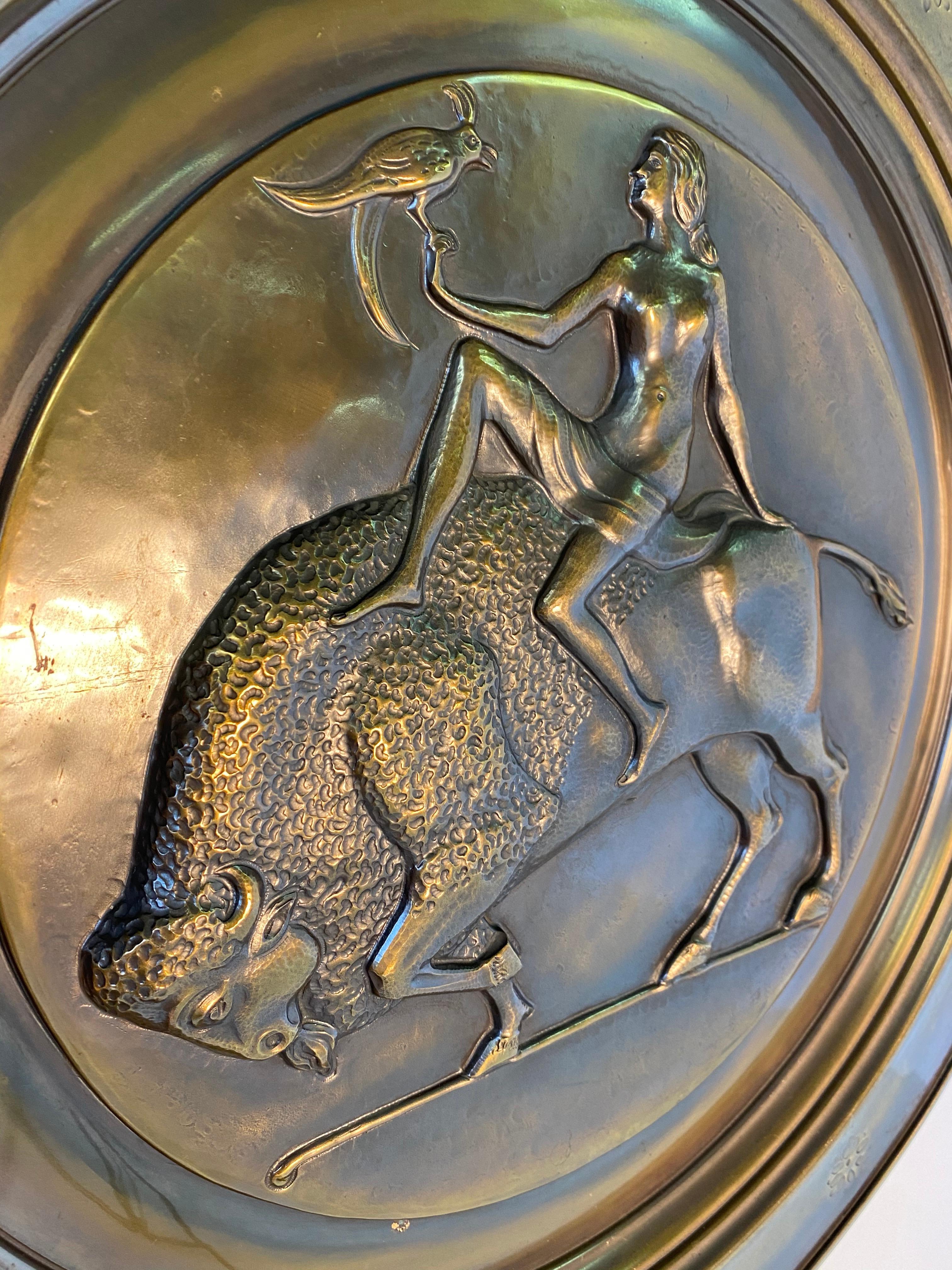 Pair of Italian Art Deco Brass Plate, 1940s For Sale 1