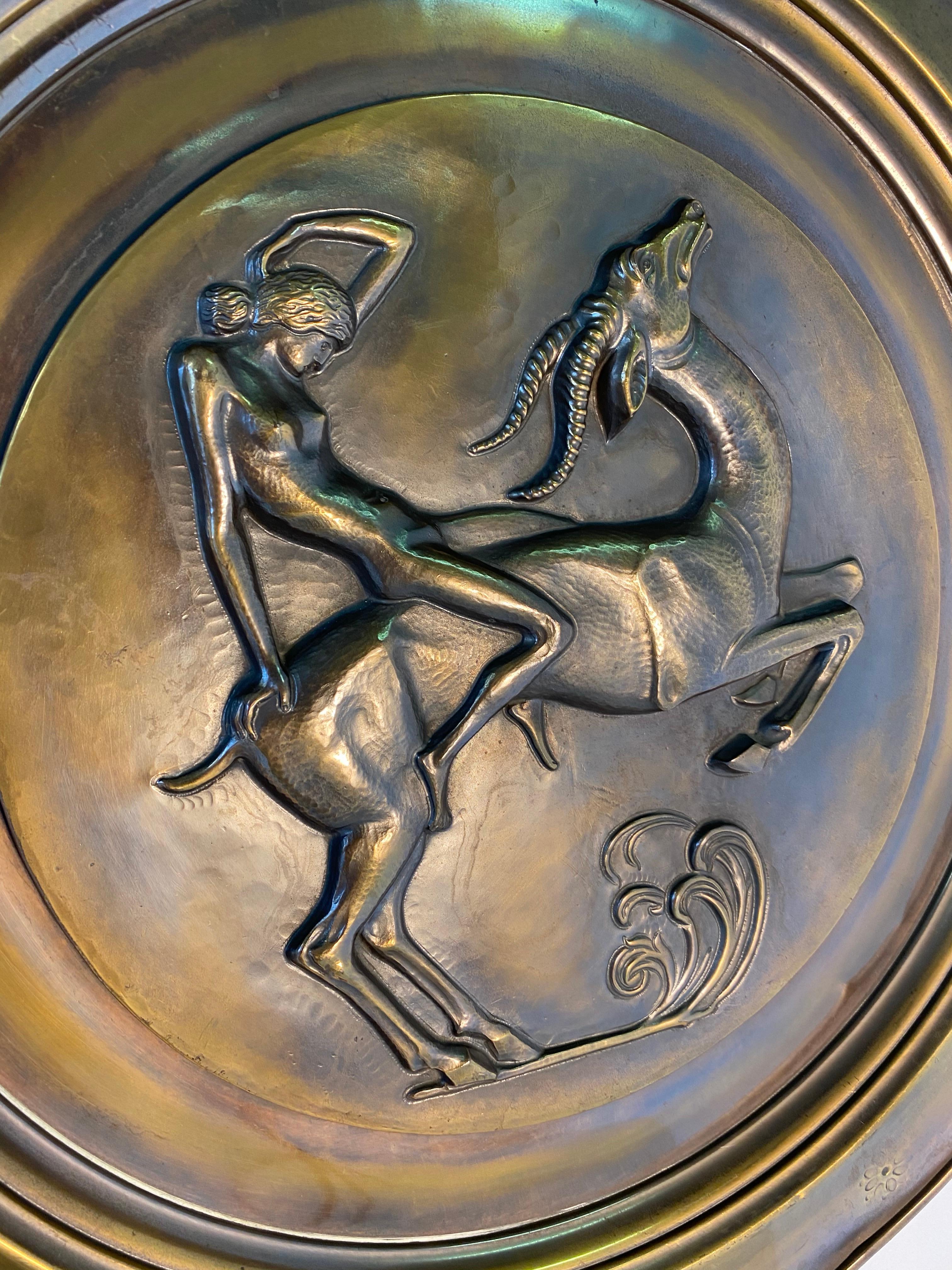 Pair of Italian Art Deco Brass Plate, 1940s For Sale 2