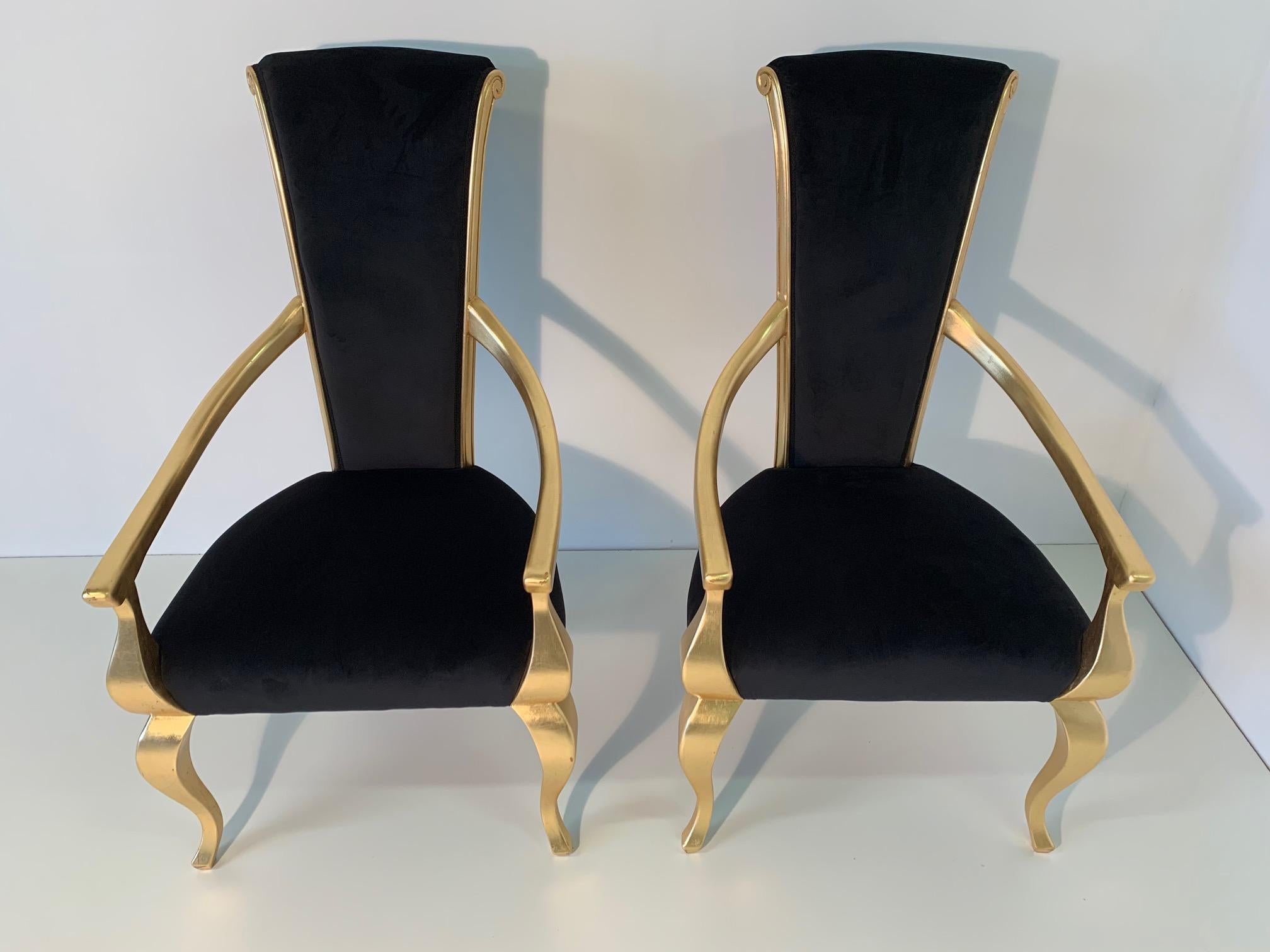 Paar italienische Art-Déco-Stühle mit Armlehne (Art déco)