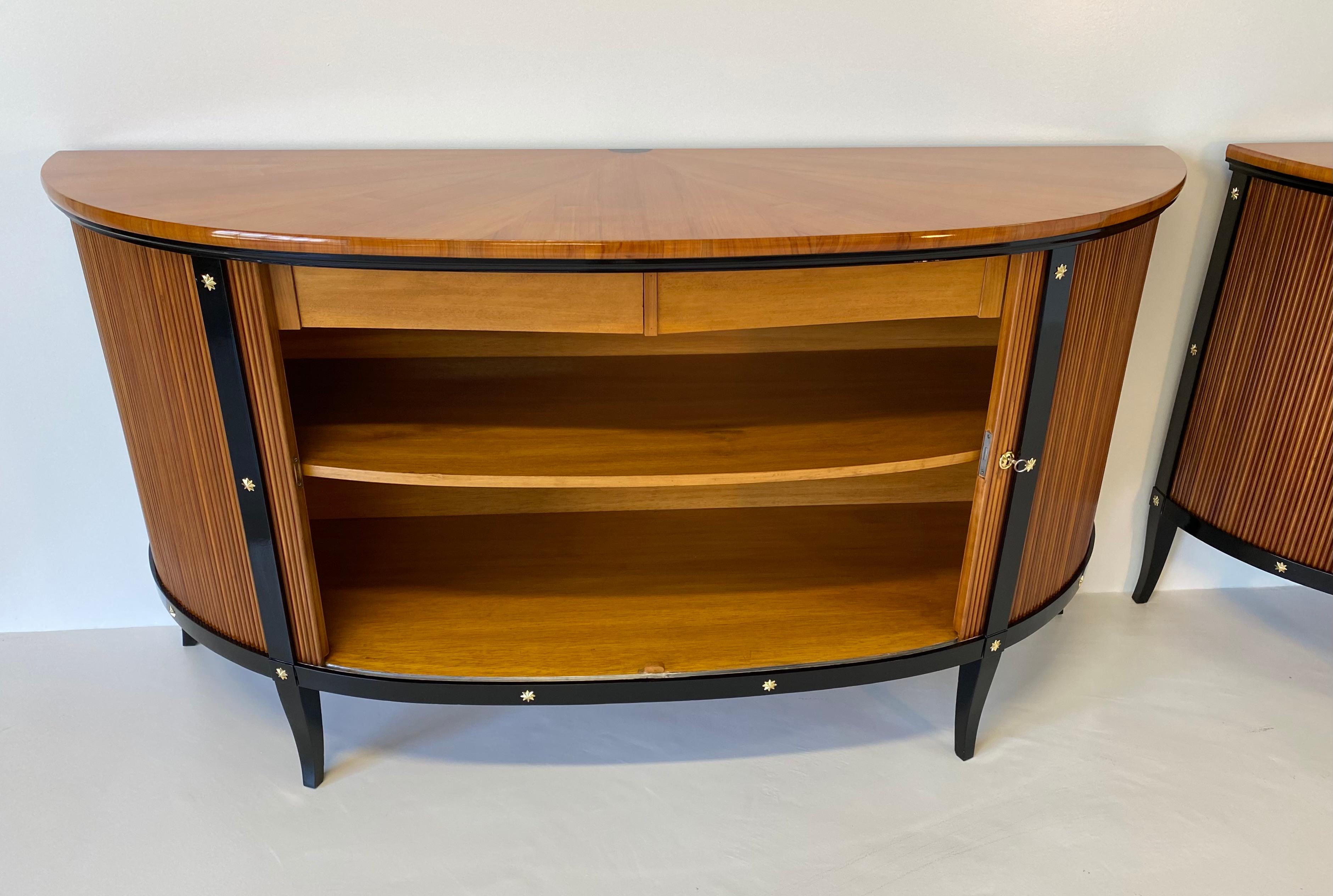 Pair of Italian Art Deco Cherry Wood Sideboards, 1950s 8