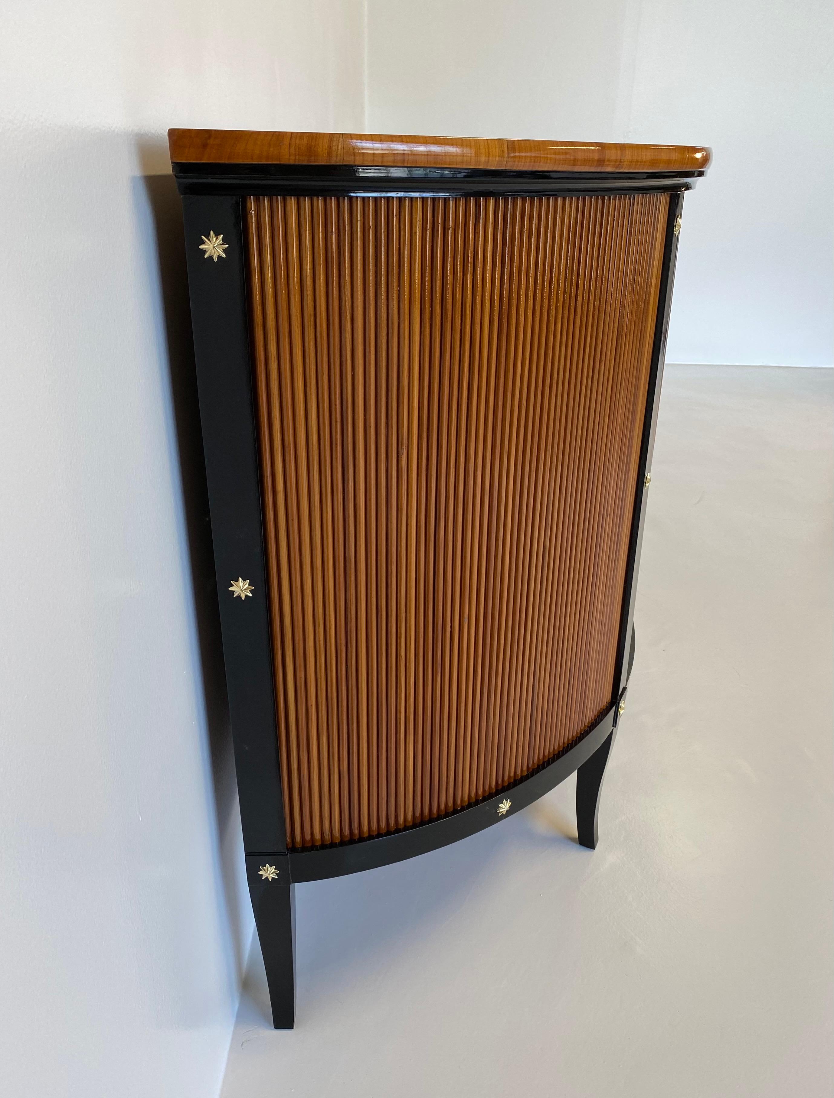 Brass Pair of Italian Art Deco Cherry Wood Sideboards, 1950s