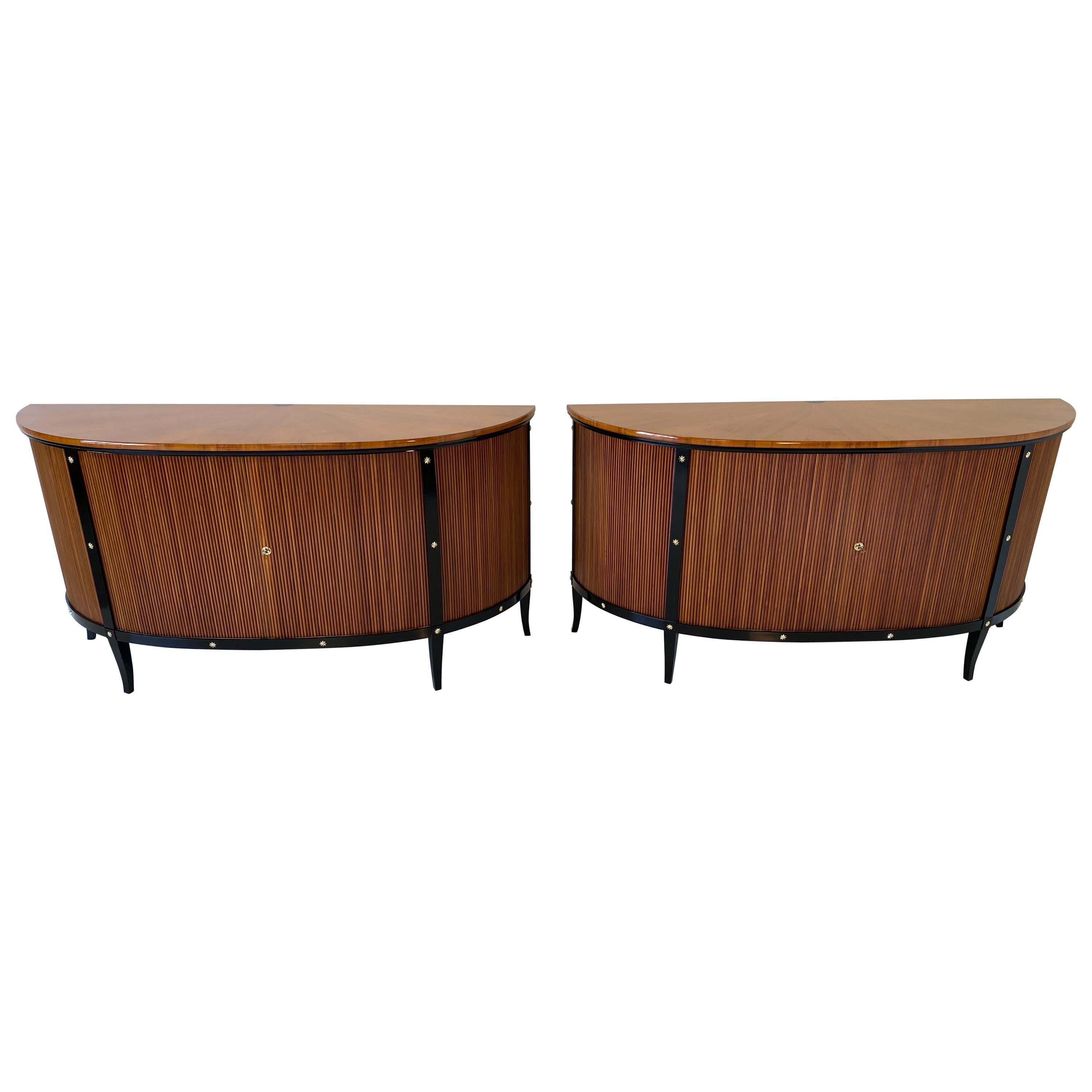 Pair of Italian Art Deco Cherry Wood Sideboards, 1950s