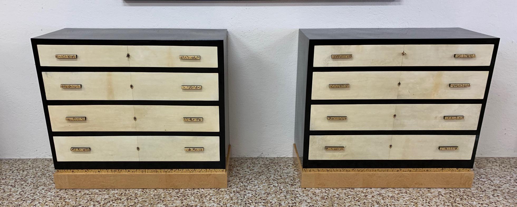 Pair of Italian Art Deco Chests of Drawers, 1930s In Good Condition In Meda, MB