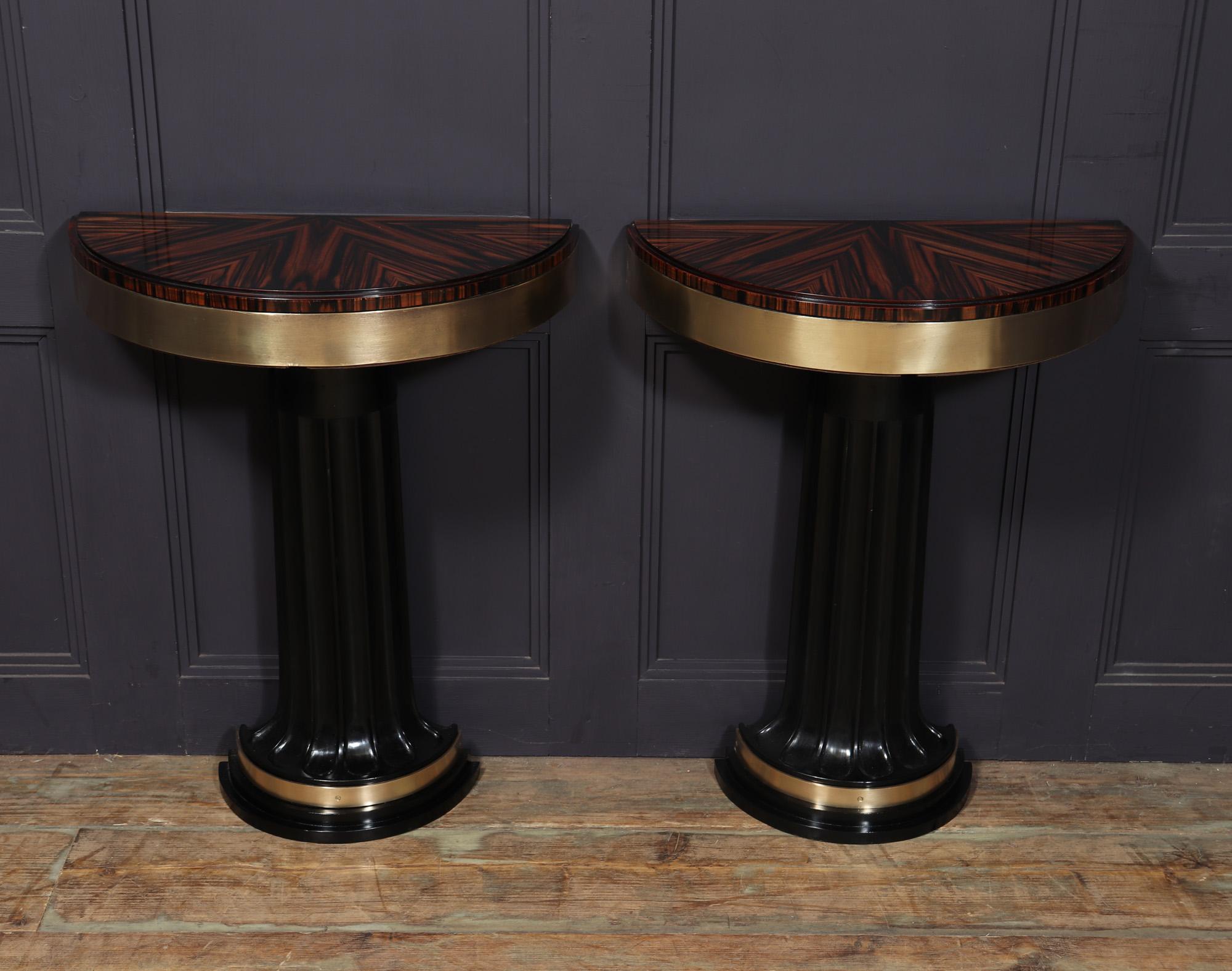 Pair of Italian Art Deco Console Tables in Macassar Ebony For Sale 8