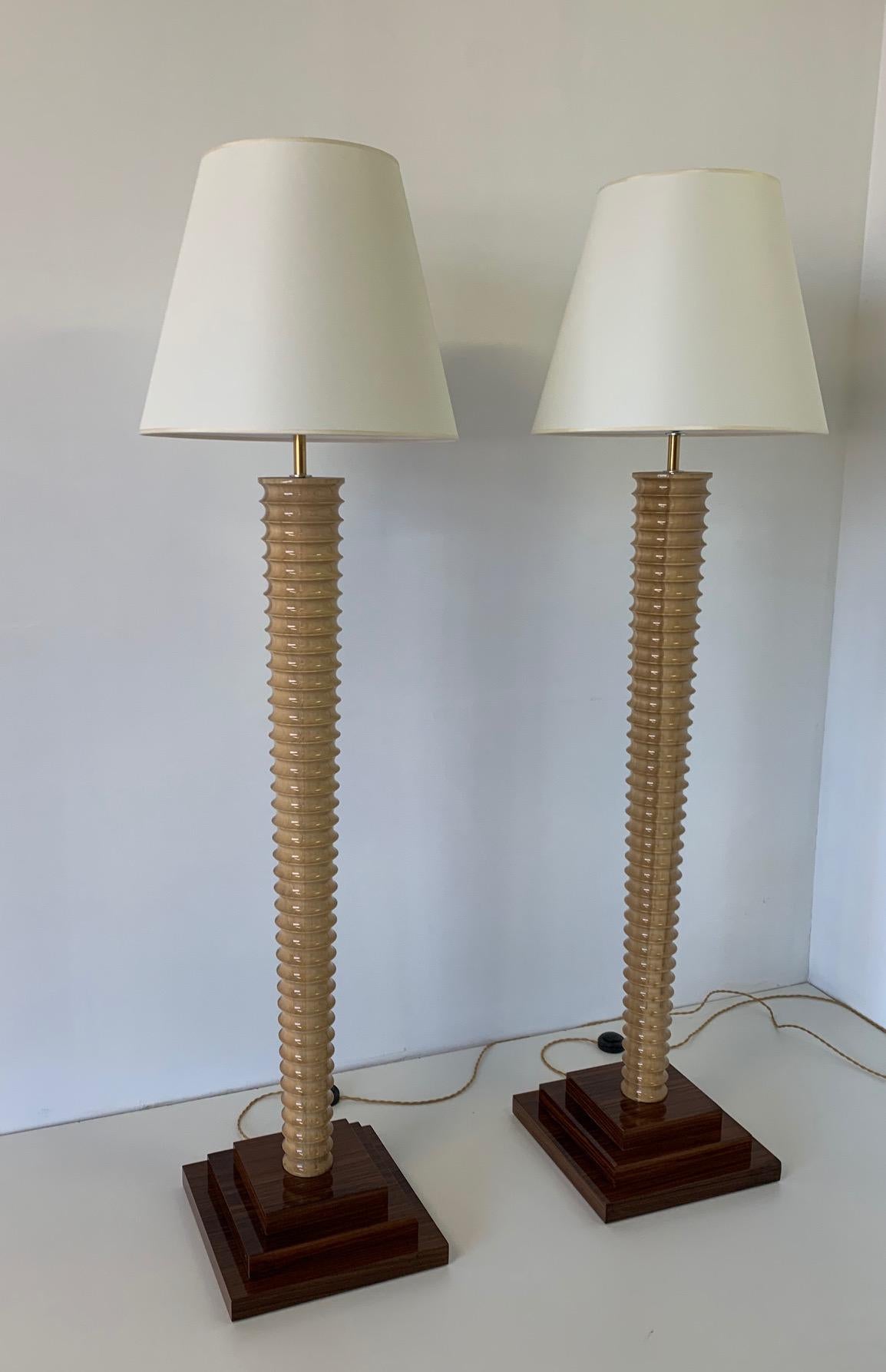 Late 20th Century Pair of Italian Art Deco Floor Lamps