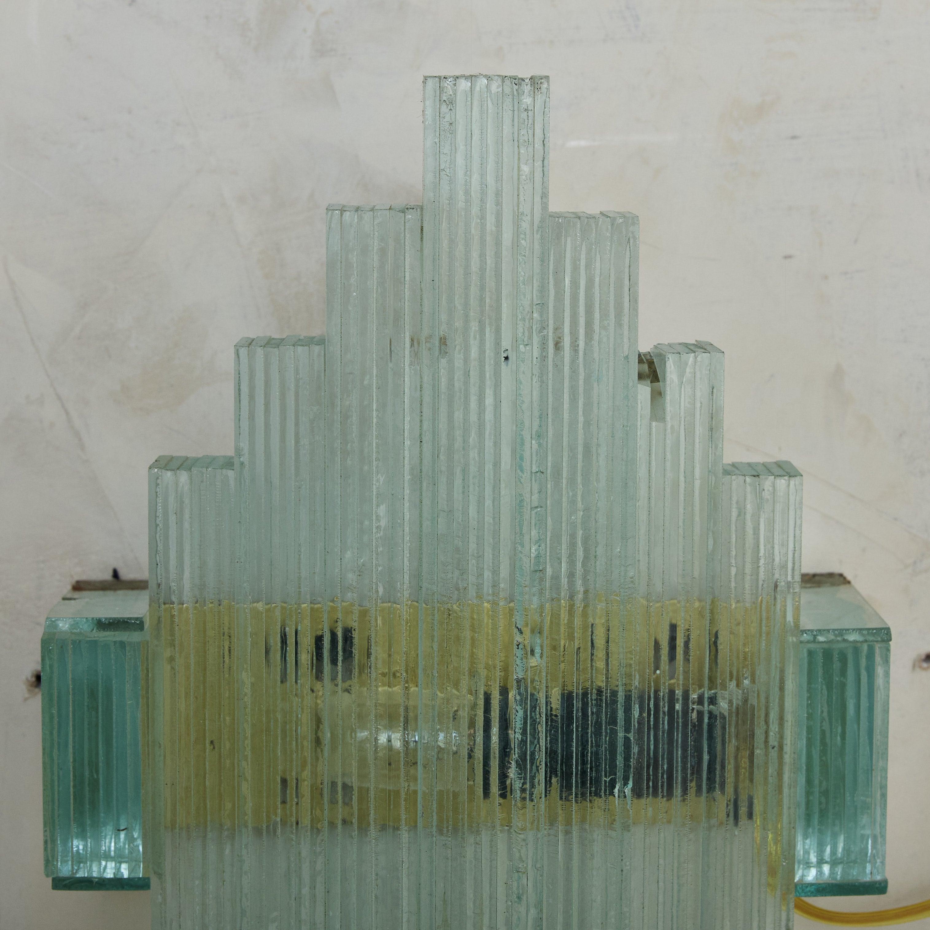 Pair of Italian Art Deco Green Glass Sconces, 1960s For Sale 6
