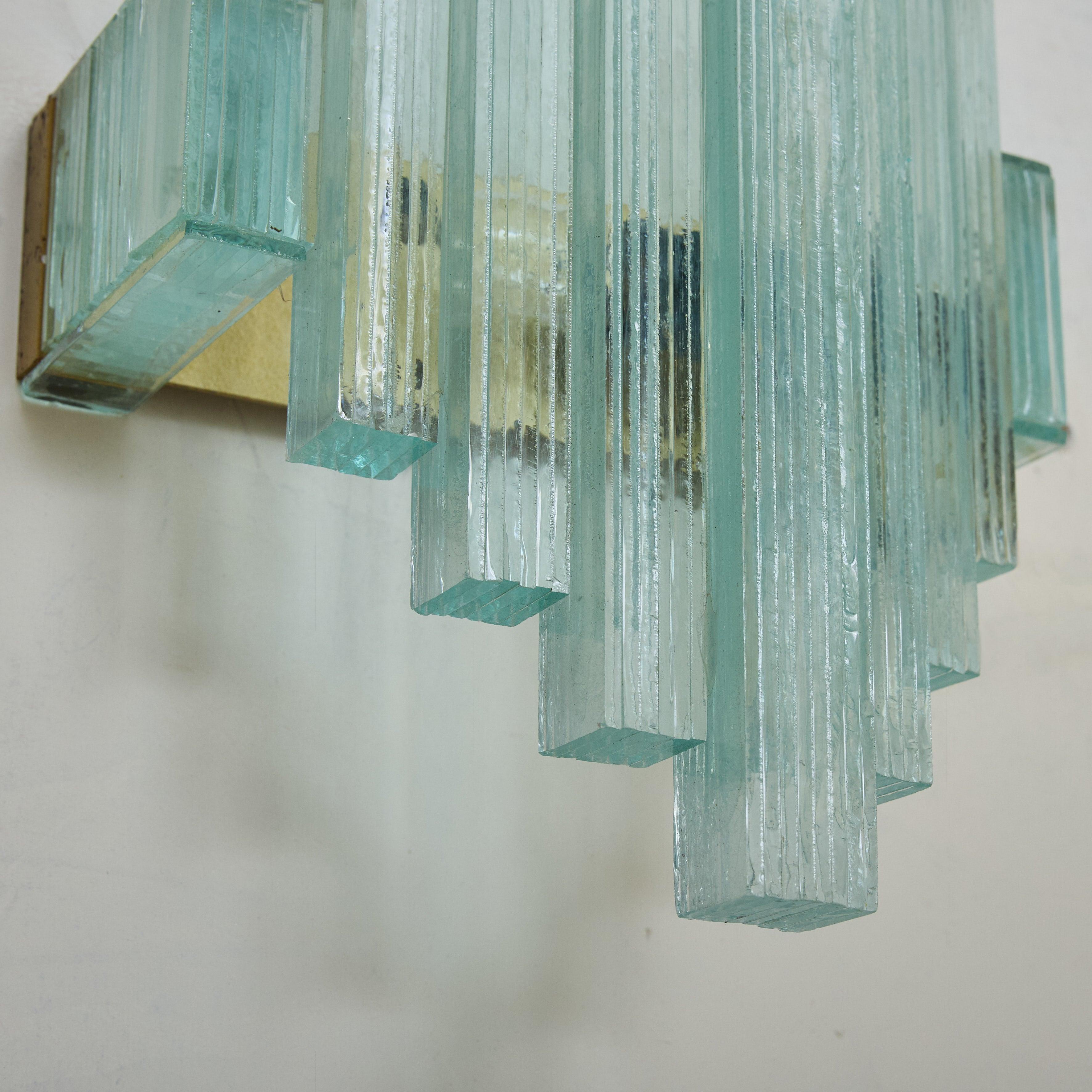 Pair of Italian Art Deco Green Glass Sconces, 1960s For Sale 2