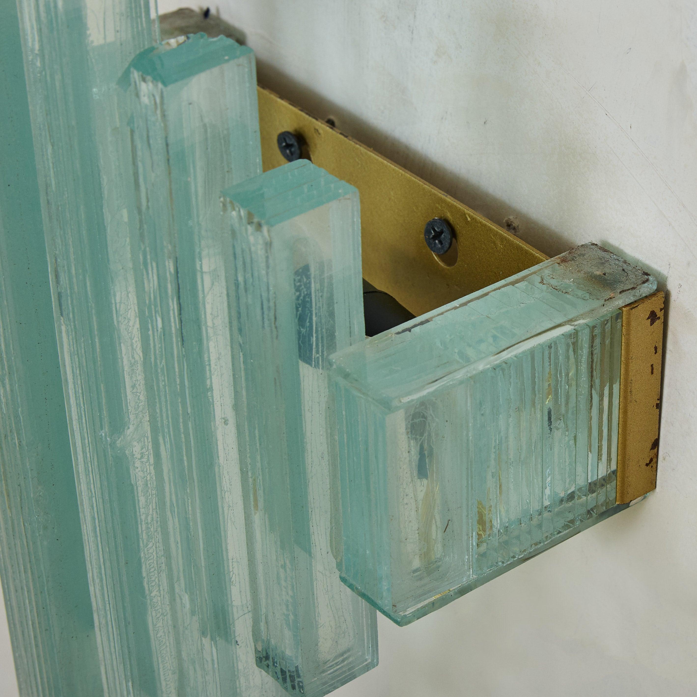 Pair of Italian Art Deco Green Glass Sconces, 1960s For Sale 3