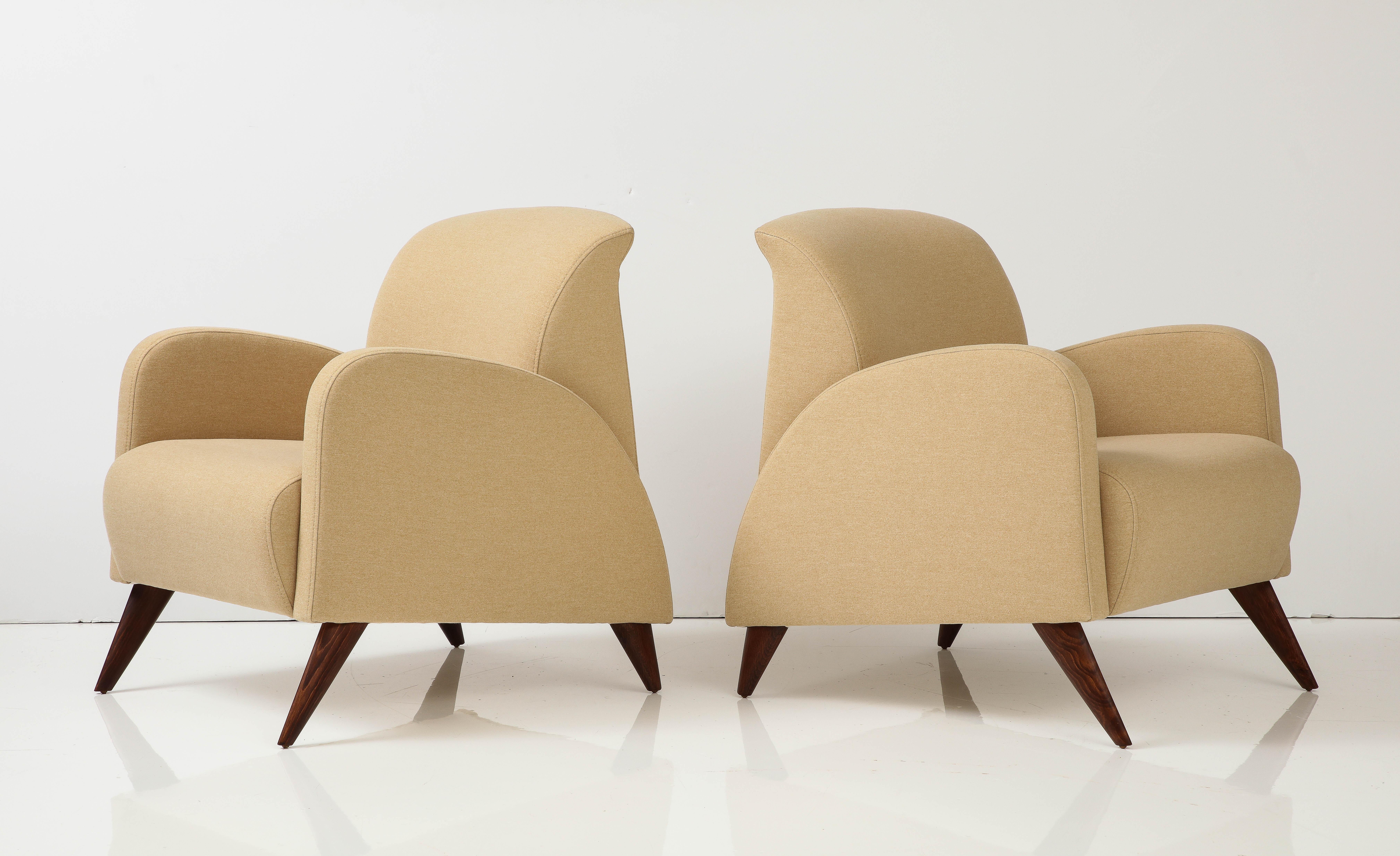 Pair of Italian Art Deco Lounge Chairs, circa 1940 For Sale 5