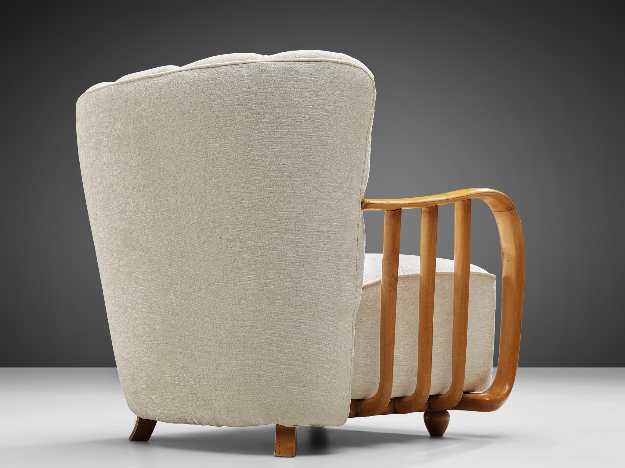 Velvet Pair of Italian Art Deco Lounge Chairs